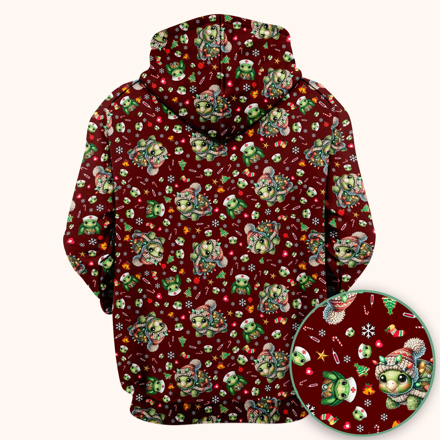 Christmas Turtle Scrub Top - Cute Funny Nurse Shirt - Holiday Medical Uniform for Women RN LPN CNA Gift Idea