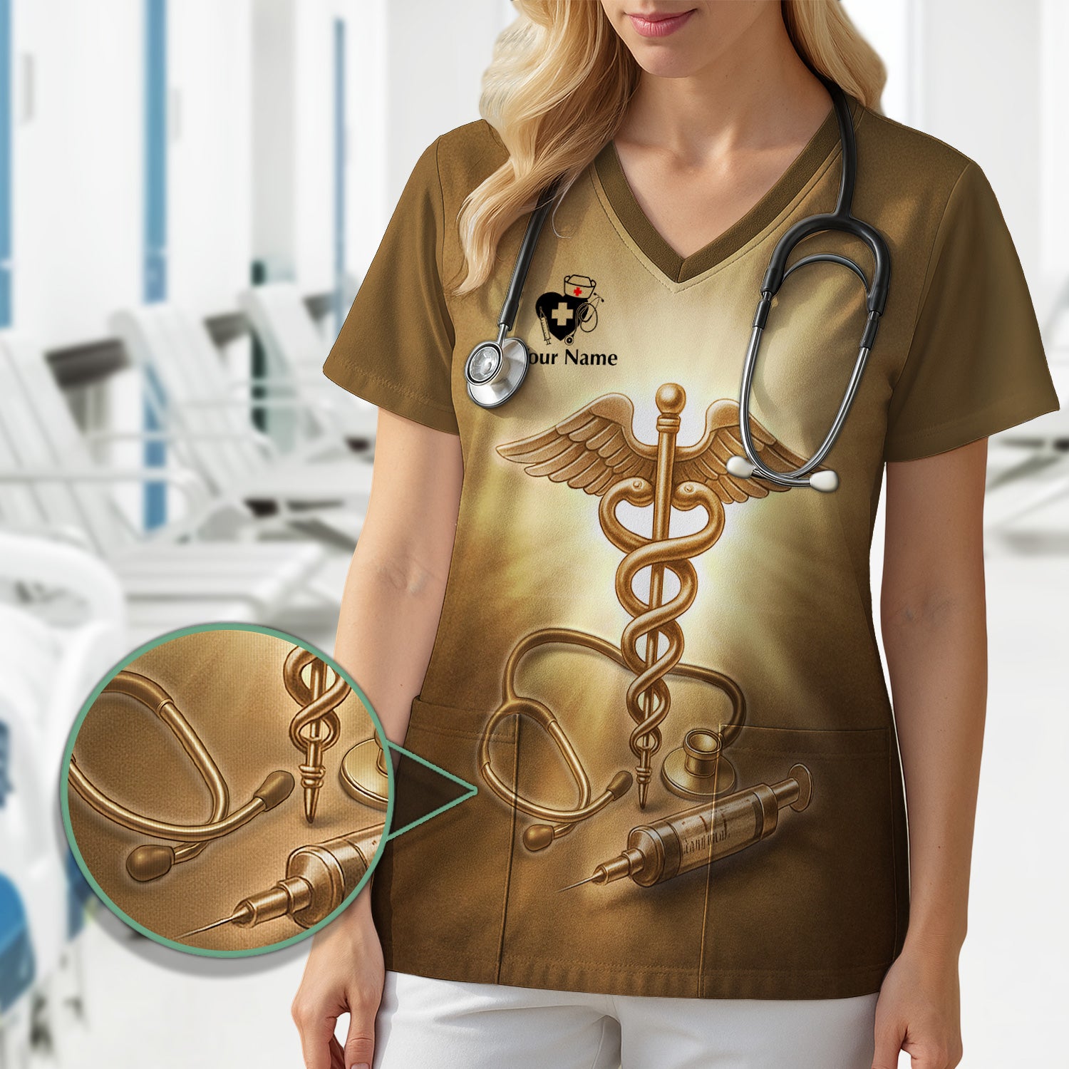 Personalized Christian Nurse Prayer Shirt - A Nurse's Prayer & Caduceus Symbol Graphic Tee - Gift for RN LPN CNA