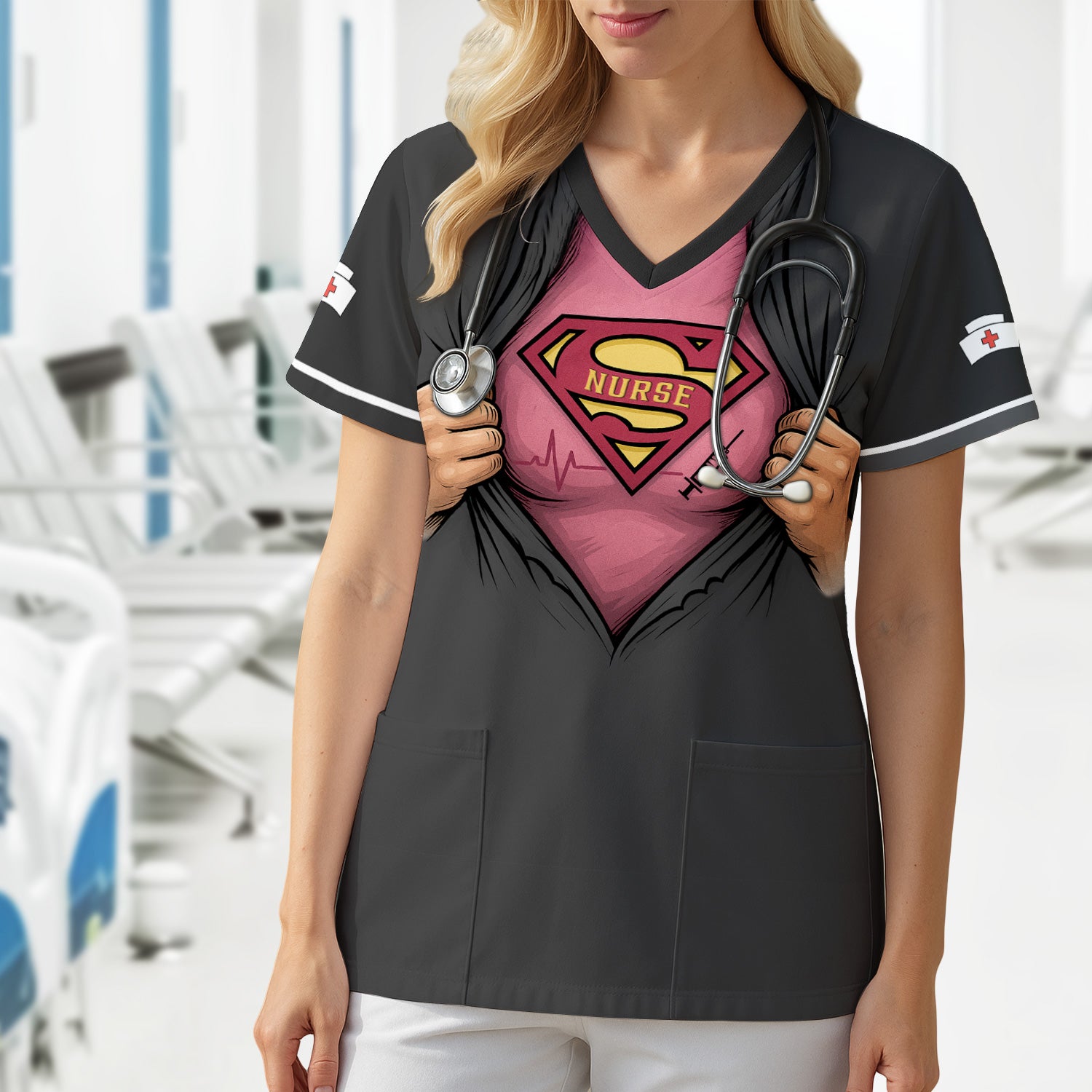 Personalized Nurse Superhero Shirt for Women - Because Being a Nurse Is a Superpower - Funny RN Graphic Tee Gift for Medical Staff