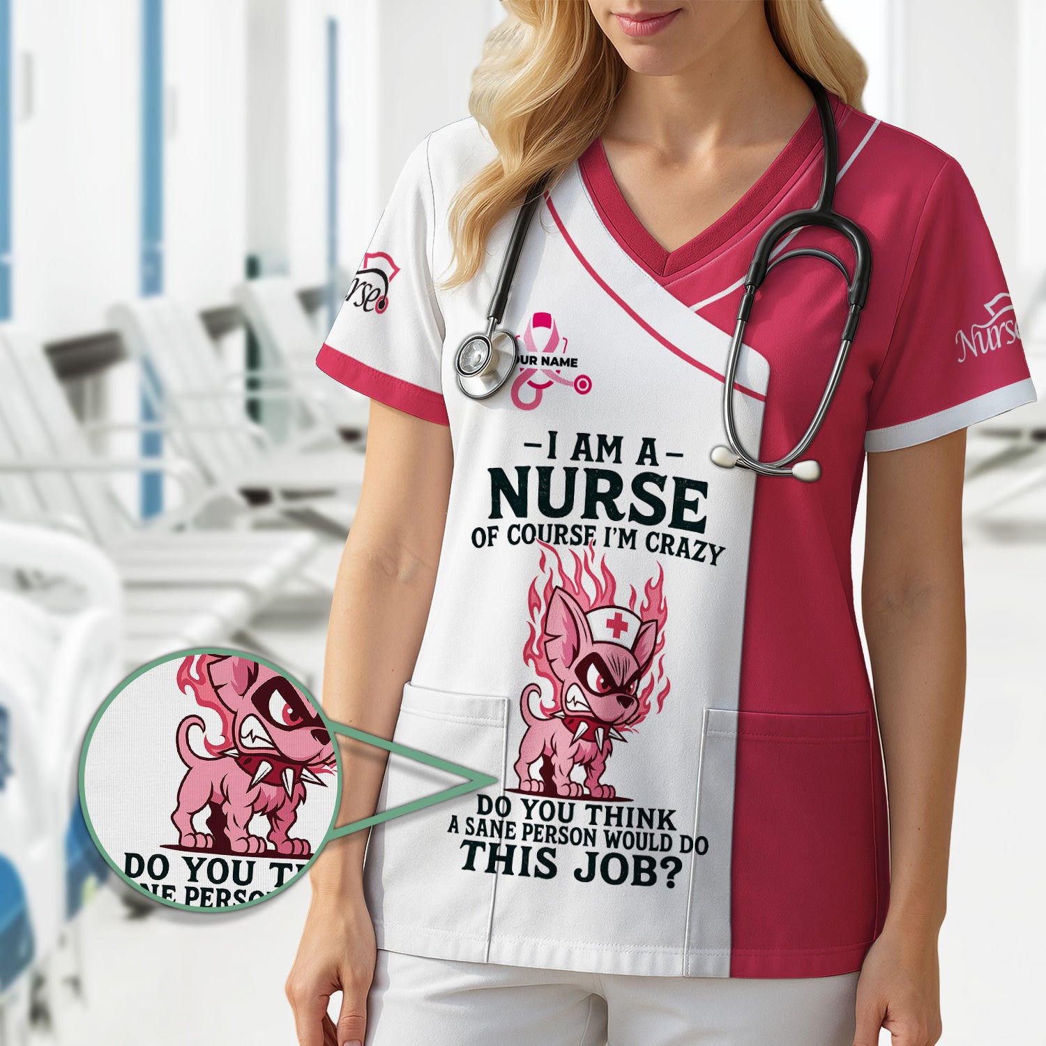 Personalized Sarcastic Nurse Shirt - Of Course I'm Crazy Sarcastic Quote - Gift for Women RN LPN & ER Nurses