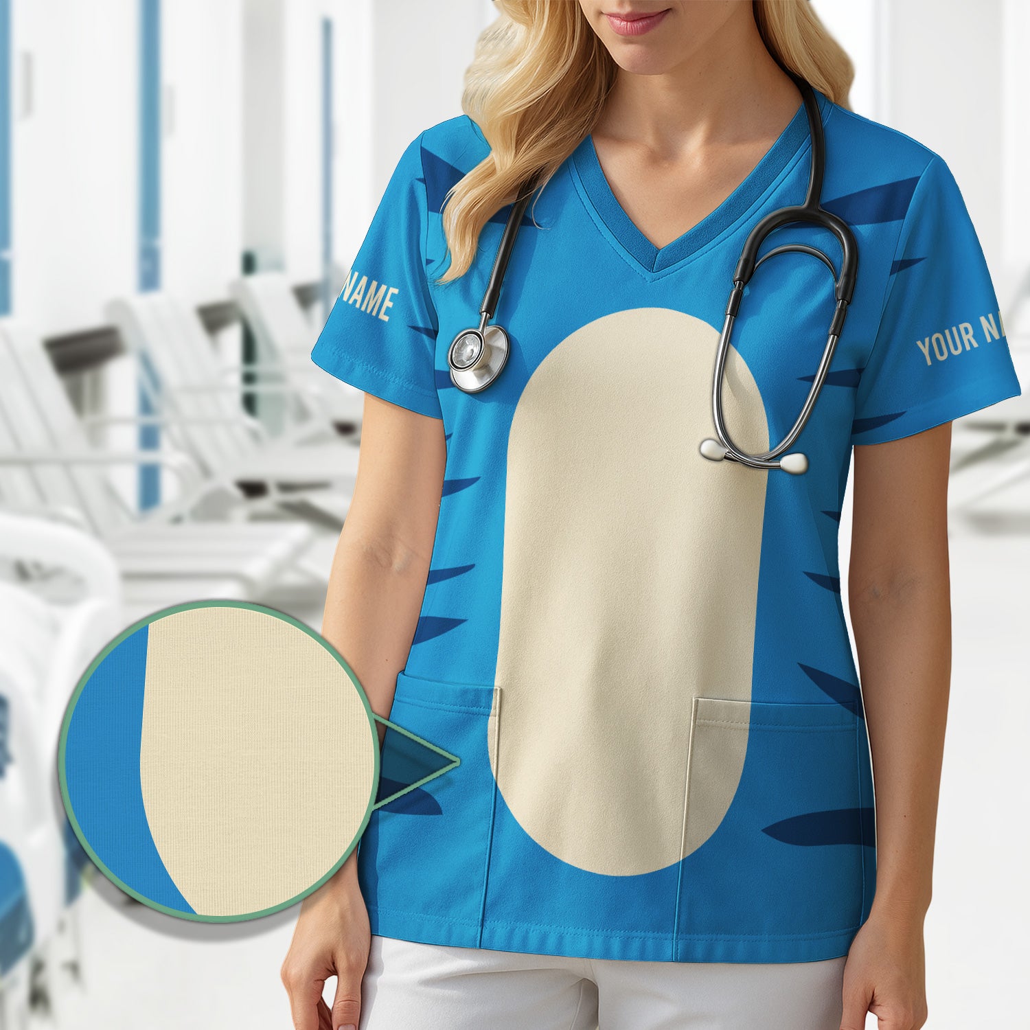Personalized Blue Tiger Shirt - Animal Costume with Tail Graphic Tee - Gift for Women RN LPN CNA