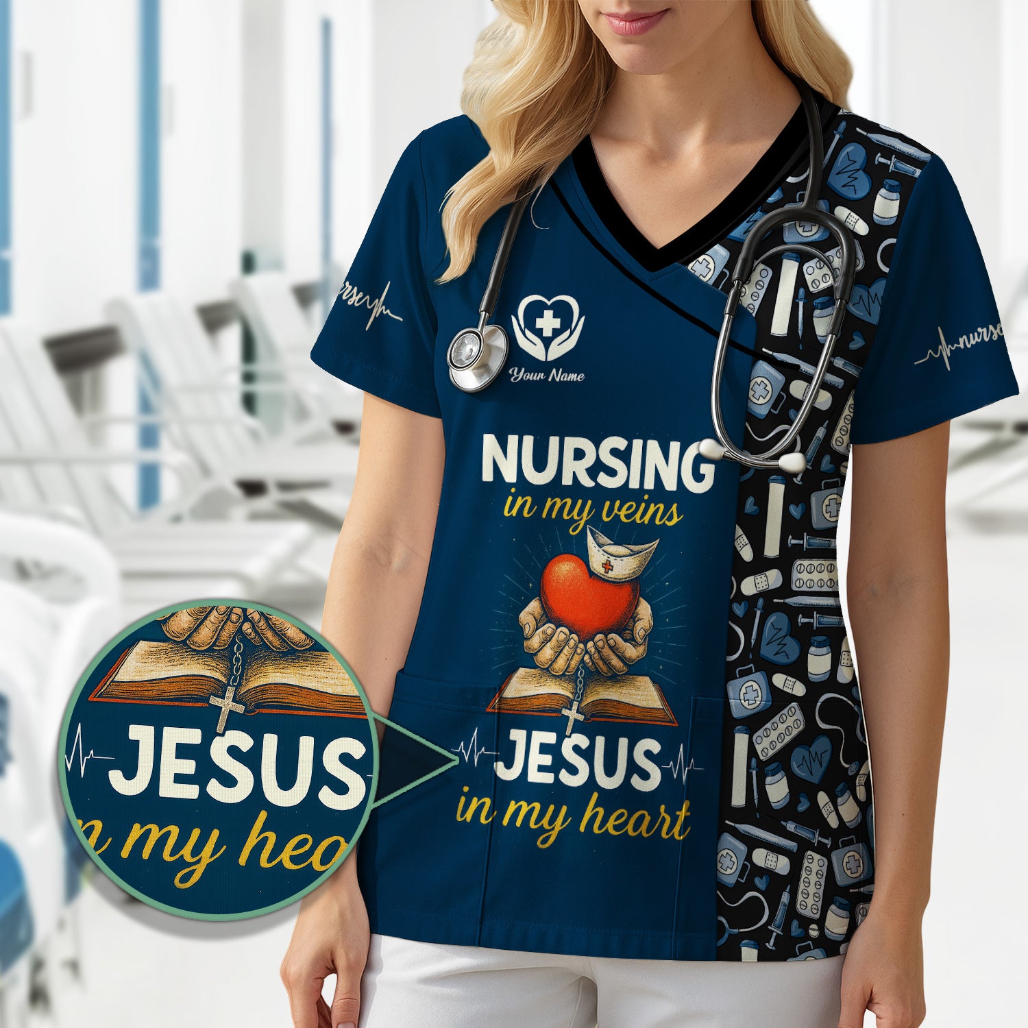 Personalized Nursing Shirt for Nurses - Christian Nurse Graphic Tee with Jesus Quote - Gift for RN LPN CNA