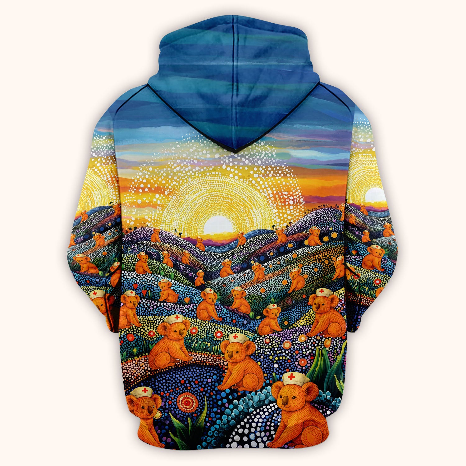 Australian Koala Dot Art Nurse Scrub Top - Women V-Neck Shirt