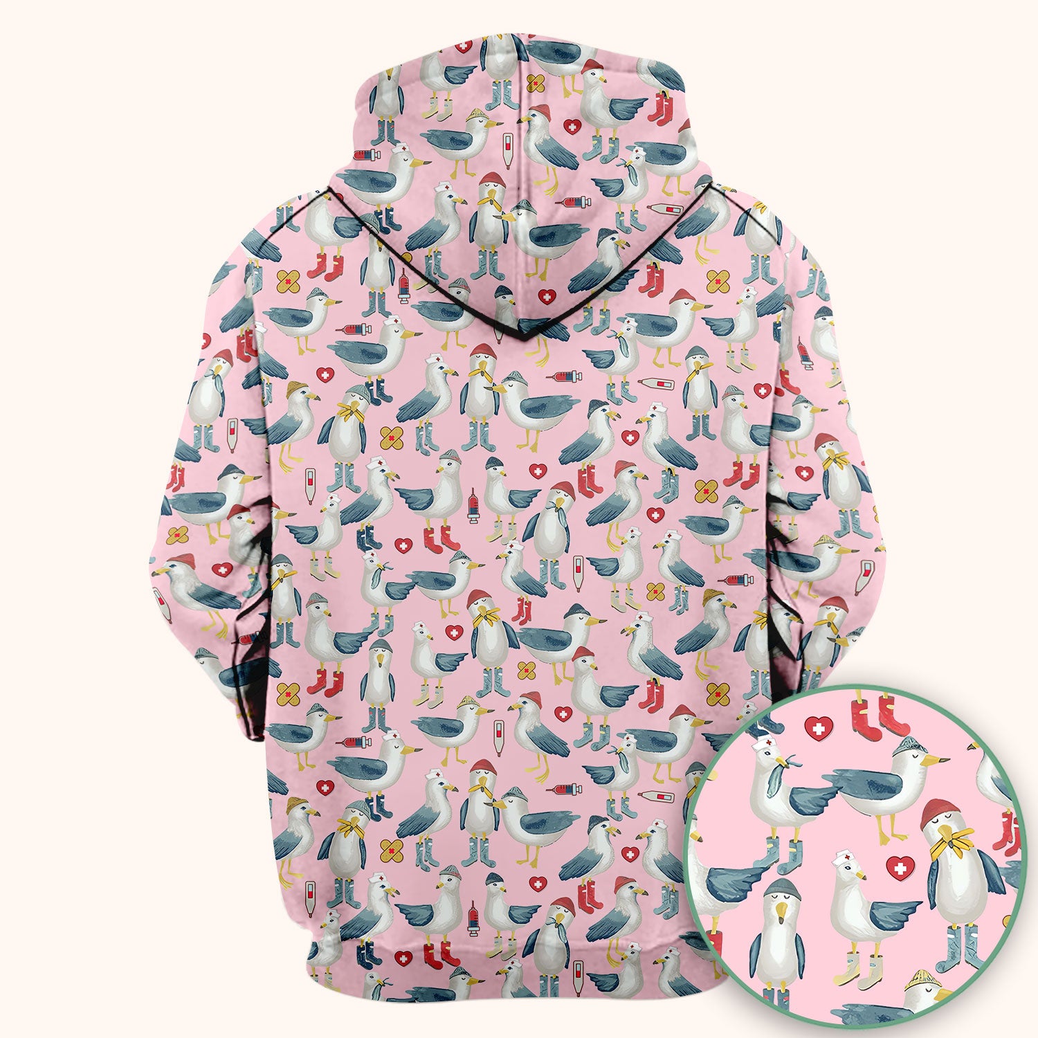 Seagull Scrub Top for Nurses - Adorable Birds Medical Uniform - Funny Shirt for RN CNA LPN