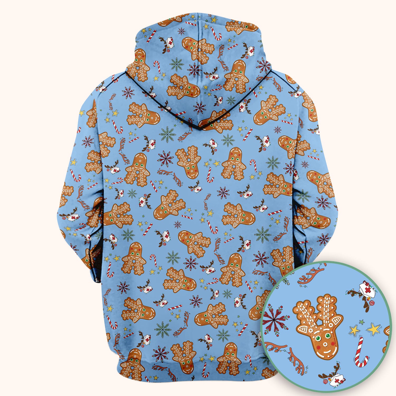 Gingerbread Cookies Reindeer Scrub Top - Funny Christmas Gingerbread Nursing Uniform - Comfortable Scrubs for Nurses
