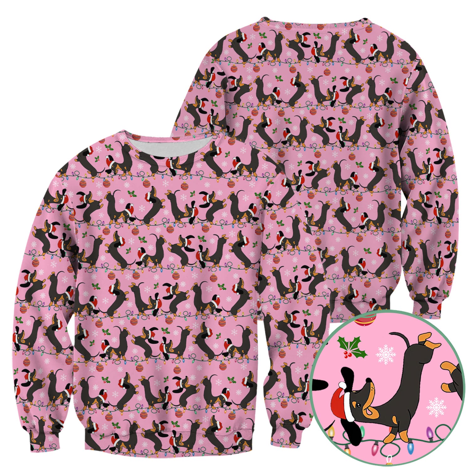 Christmas Dachshund Scrub Top - Cute Wiener Dog Holiday Nurse Shirt for Women - Festive Medical Uniform for RN CNA LPN