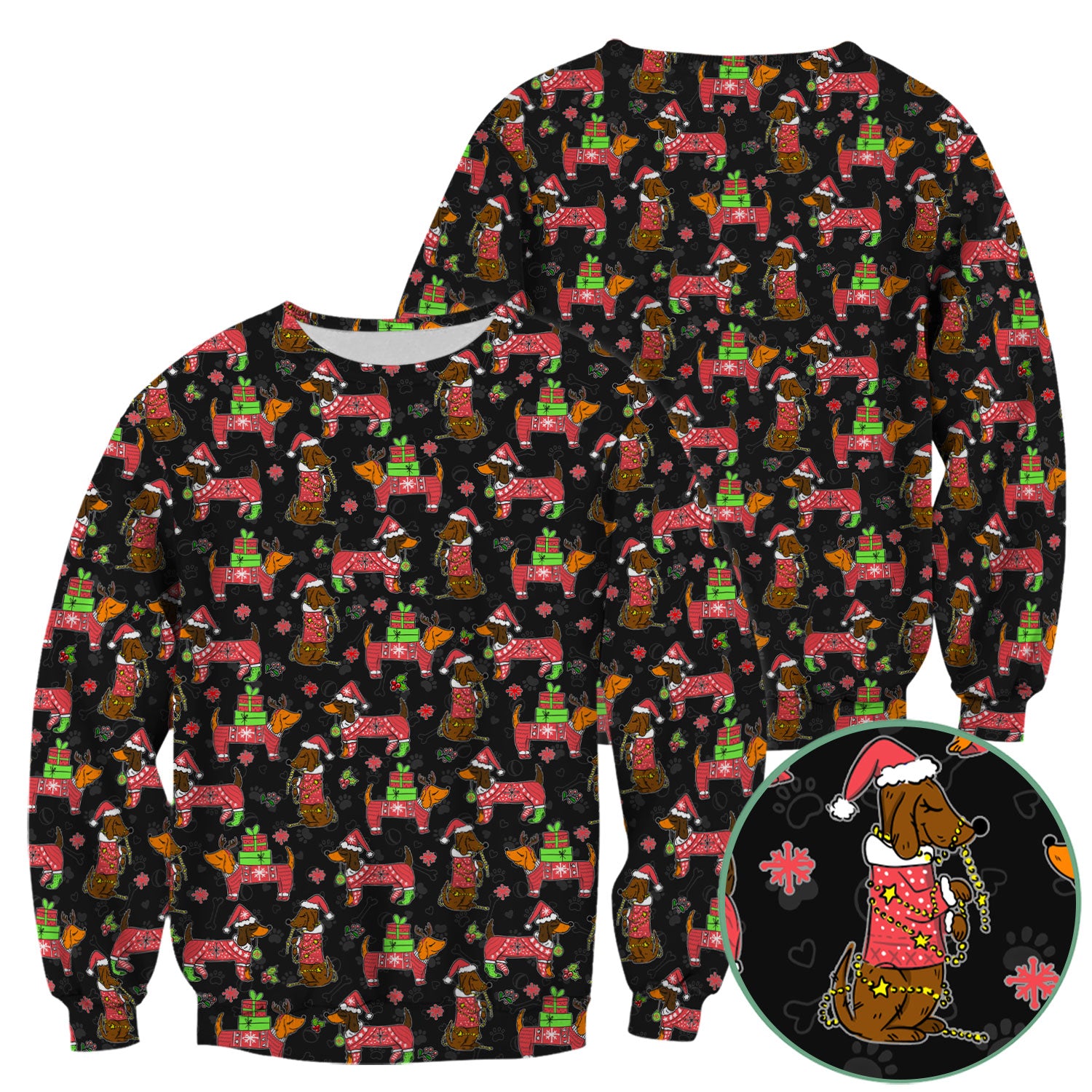 Christmas Wiener Dog Nurse Scrub Shirt - Cute Dachshund in Santa Hat - Funny Holiday Medical Uniform RN LPN CNA Gift for Women