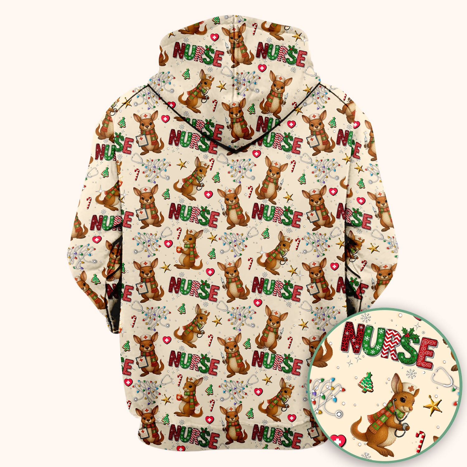 Aussie Kangaroo Christmas Scrub Top - Funny Holiday Nurse Shirt for Women - Cute Animal Medical Uniform