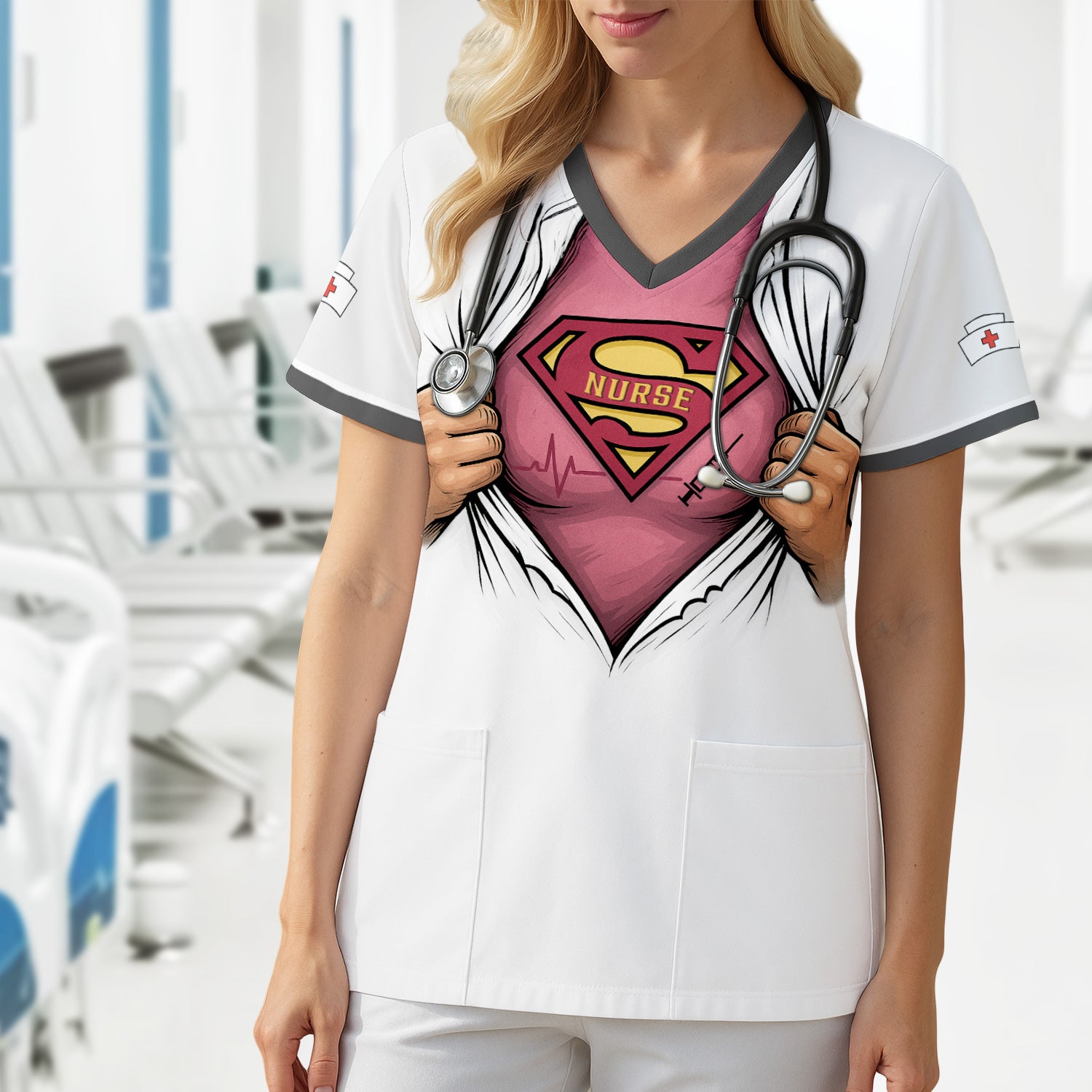 Personalized Nurse Superhero Shirt for Women - Because Being a Nurse Is a Superpower - Funny RN Graphic Tee Gift for Medical Staff