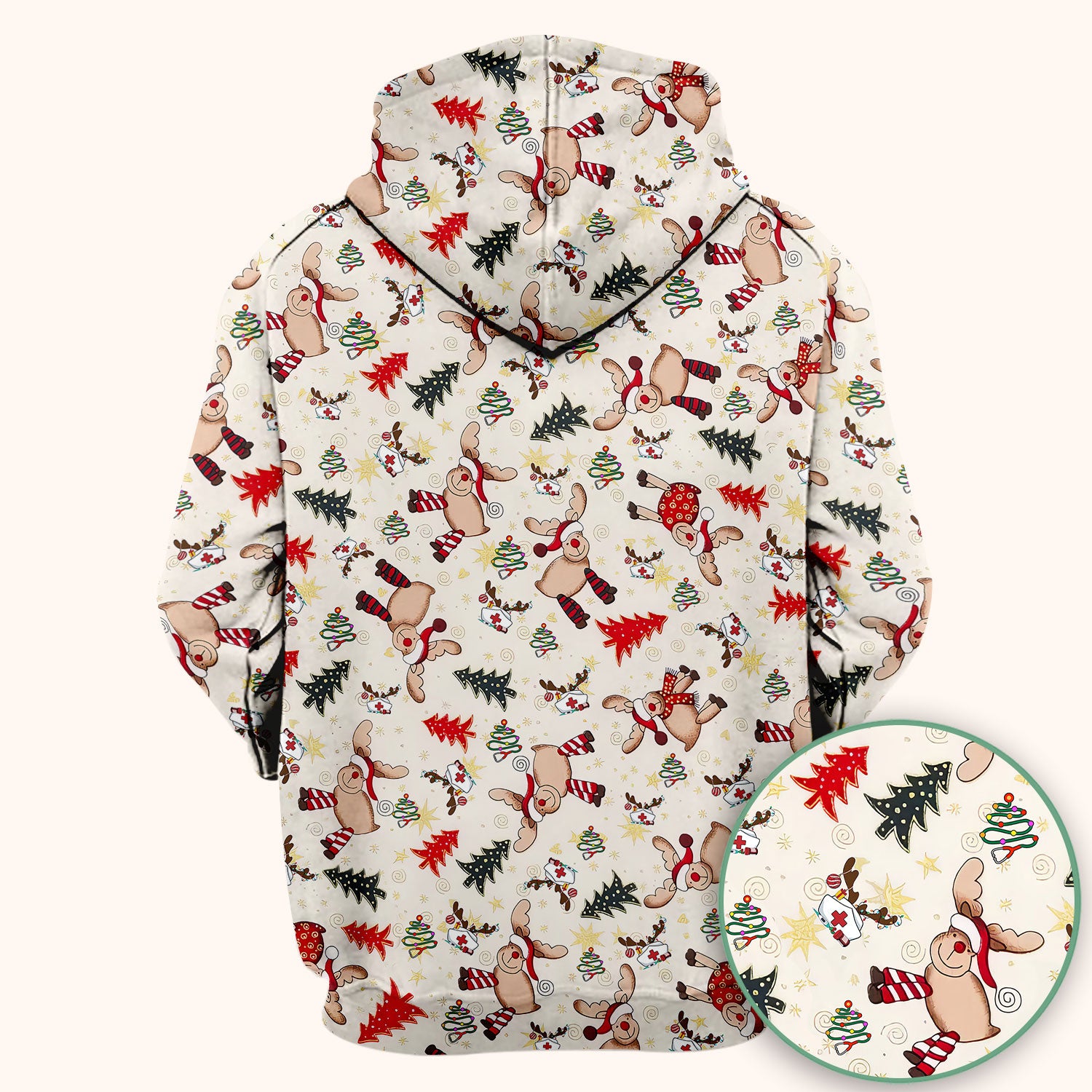 Cute Reindeer Christmas Nurse Scrub Top - Festive Holiday Medical Shirt - Comfortable Scrubs for Women RN CNA LPN