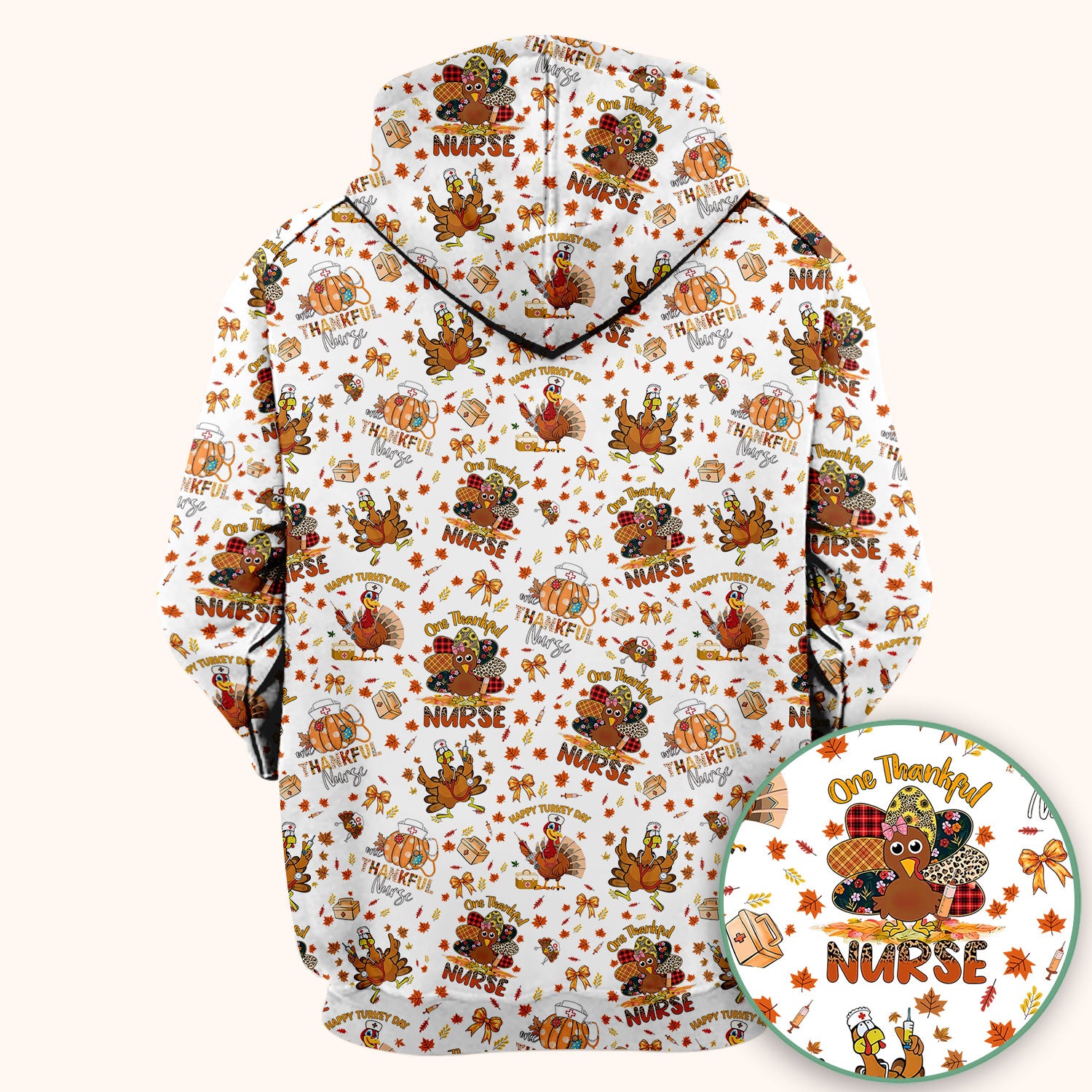 Thanksgiving Nurse Shirt for Women - Turkey Pumpkin Scrub Top for Nurses - Fall Med Uniform for RN CNA LPN