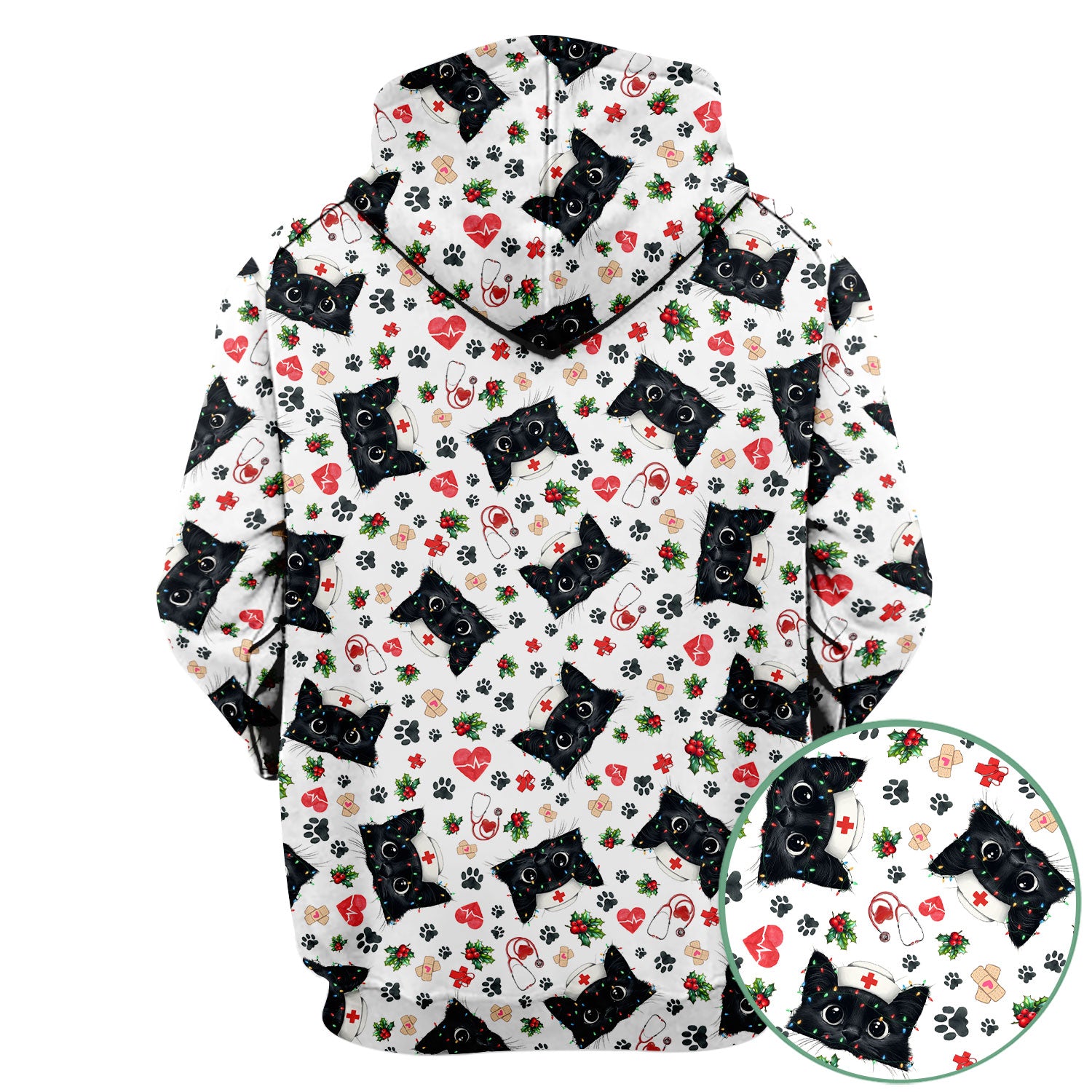 Funny Cats Scrub Top for Nurses - Black Kittens Christmas Medical Uniform - Jolly Holiday Gift for RN CNA LPN