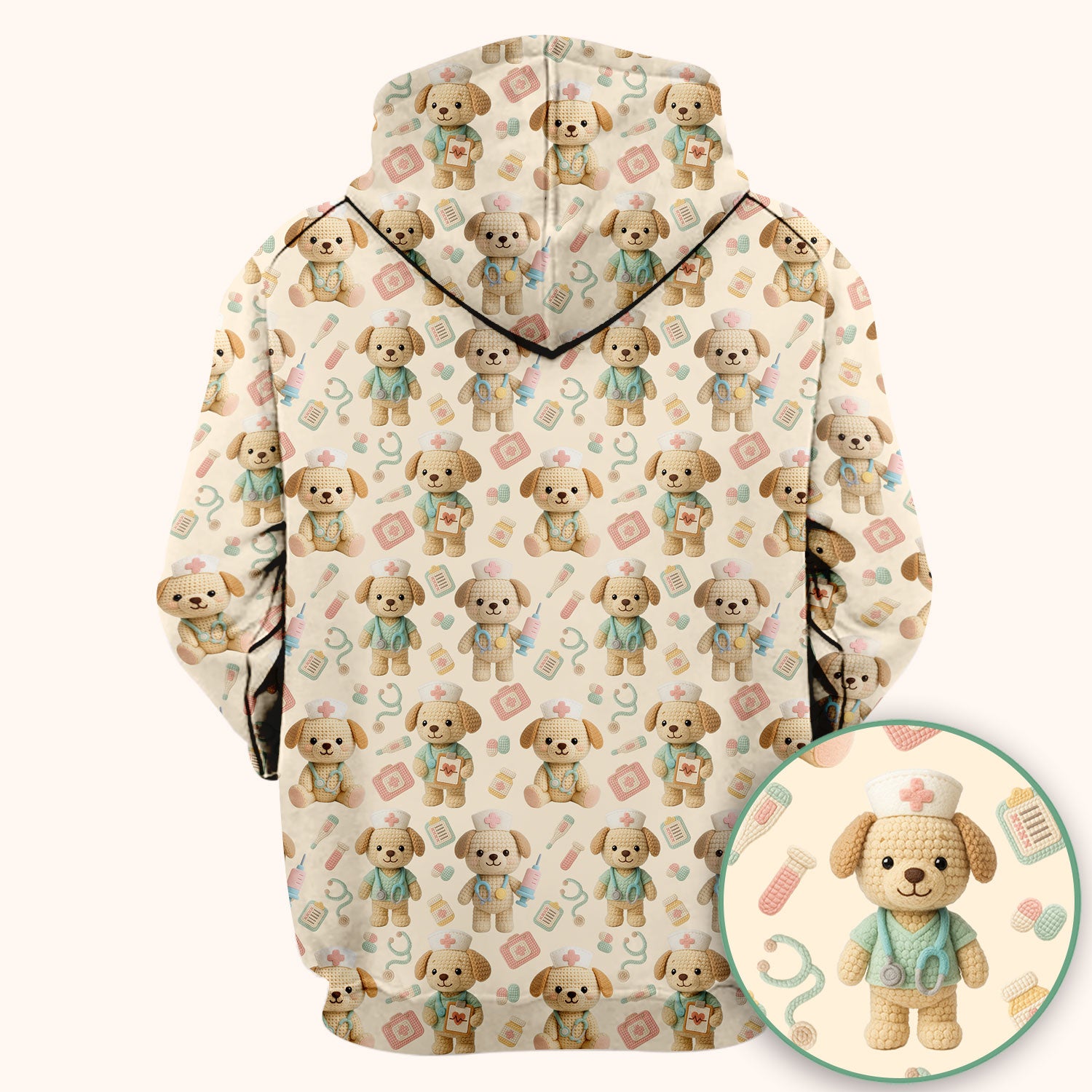 Cute Labrador Scrub Top for Nurse - Pastel Crochet Dog Medical Scrubs - Adorable Puppy Med Uniform Gift for Women