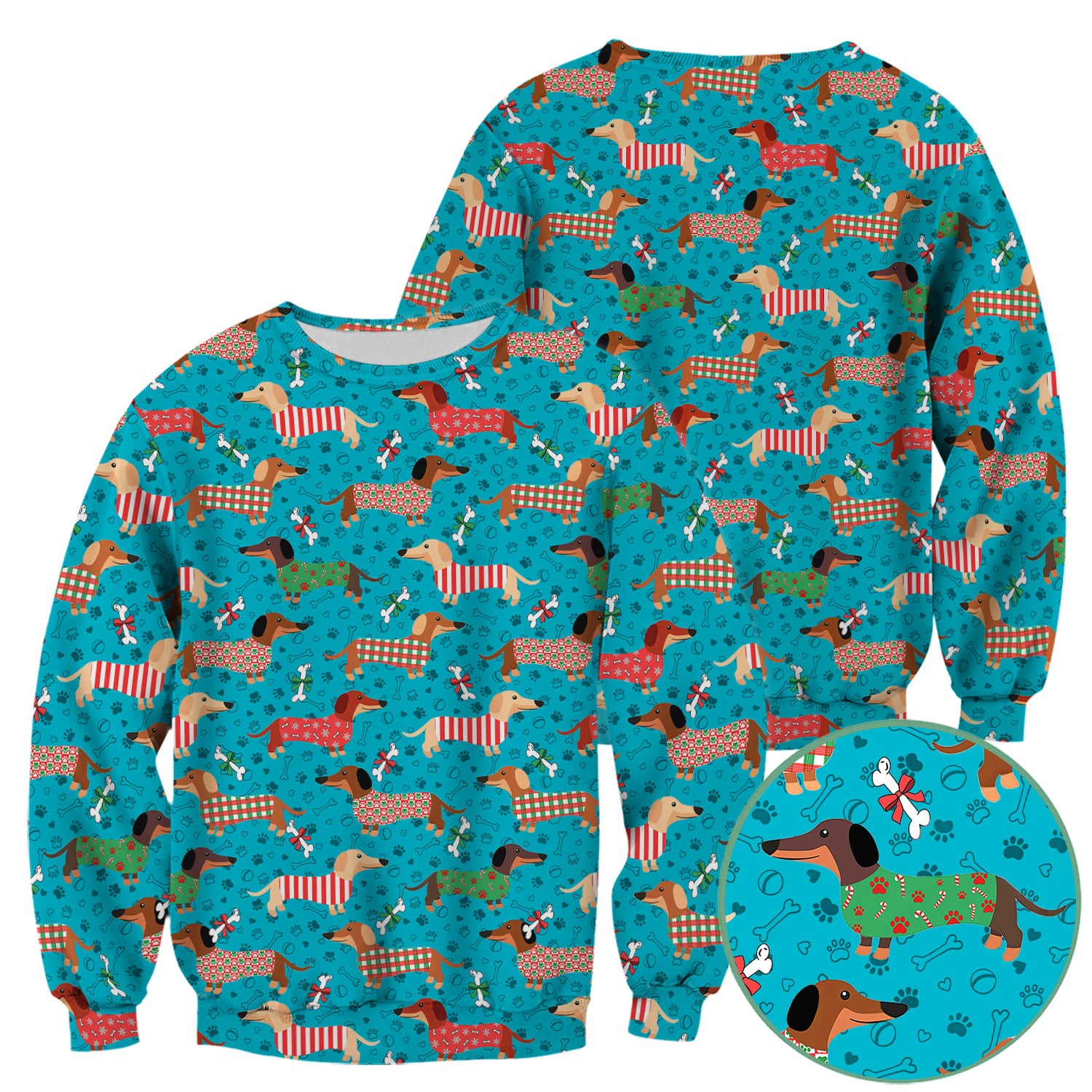 Christmas Dachshund Scrub Top for Women - Cute Sausage Dog Paw Print Nursing Uniform Holiday Shirt - Funny Xmas Medical Gift