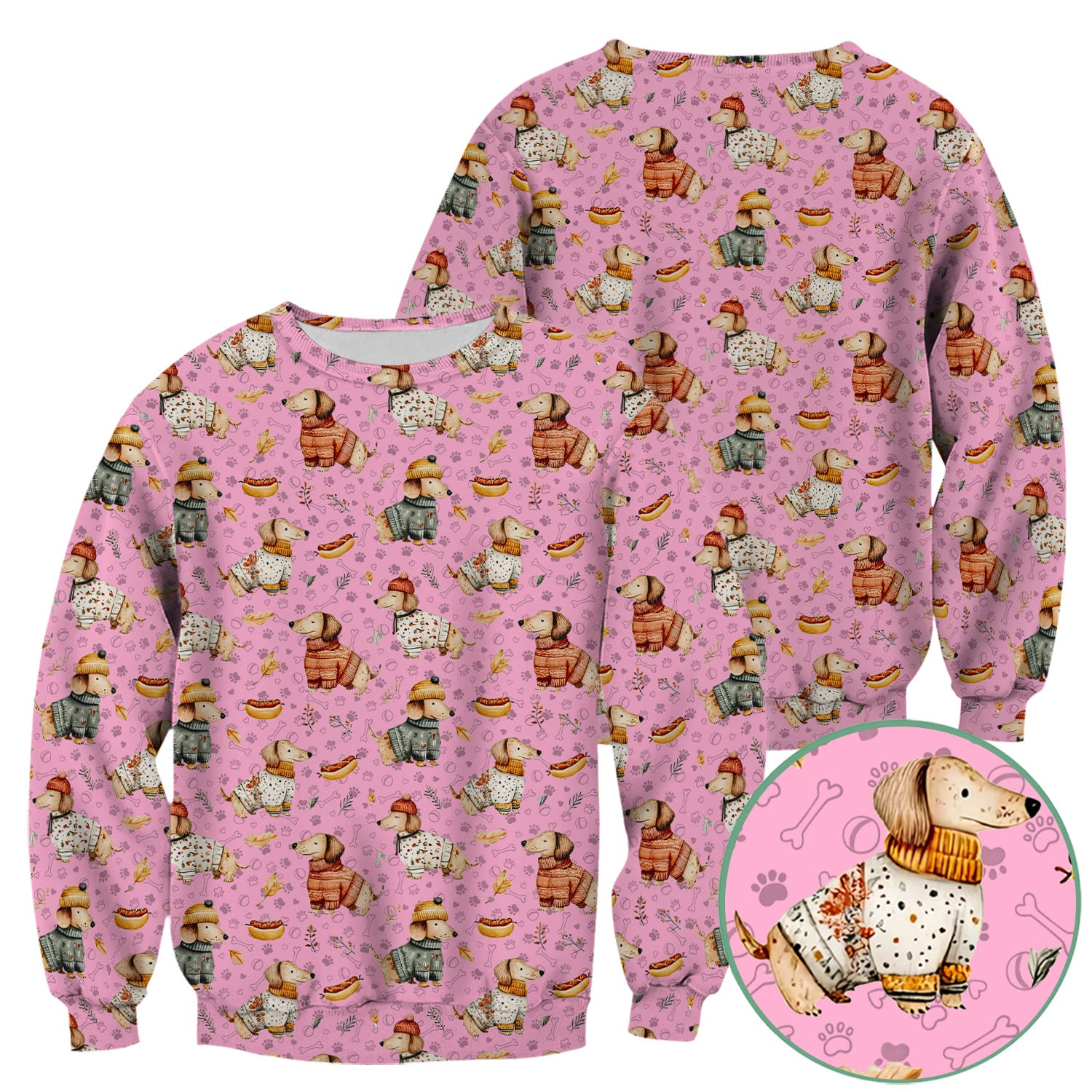 Autumn Dachshund Scrub Top - Cute Wiener Dog Nurse Shirt for Women - Cozy Fall Medical Uniform RN CNA LPN Thanksgiving Gift