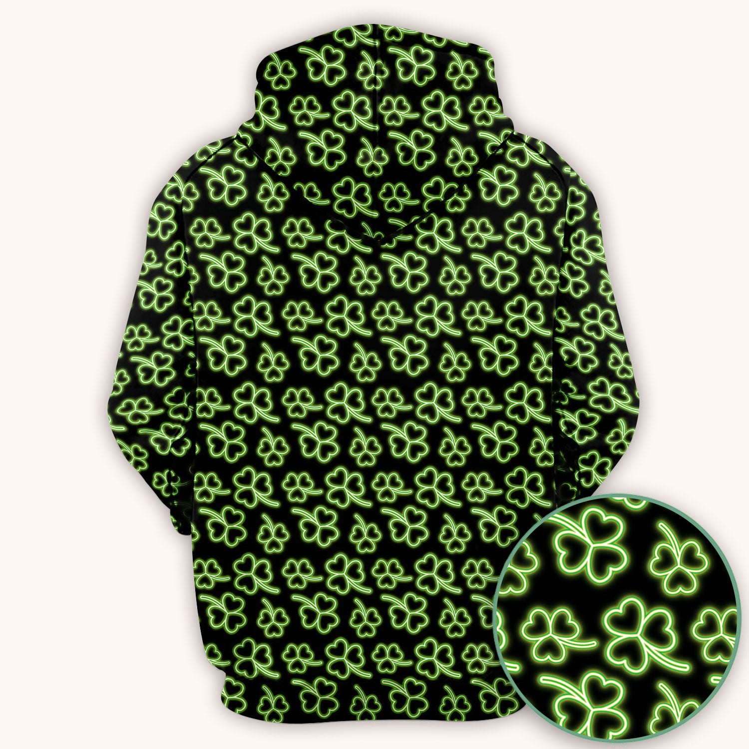 Neon Shamrock Nurse Scrub Top, St. Patrick’s Day Glow Green Pattern Pattern Shirt,  Breathable Fabrics Nursing Uniform
