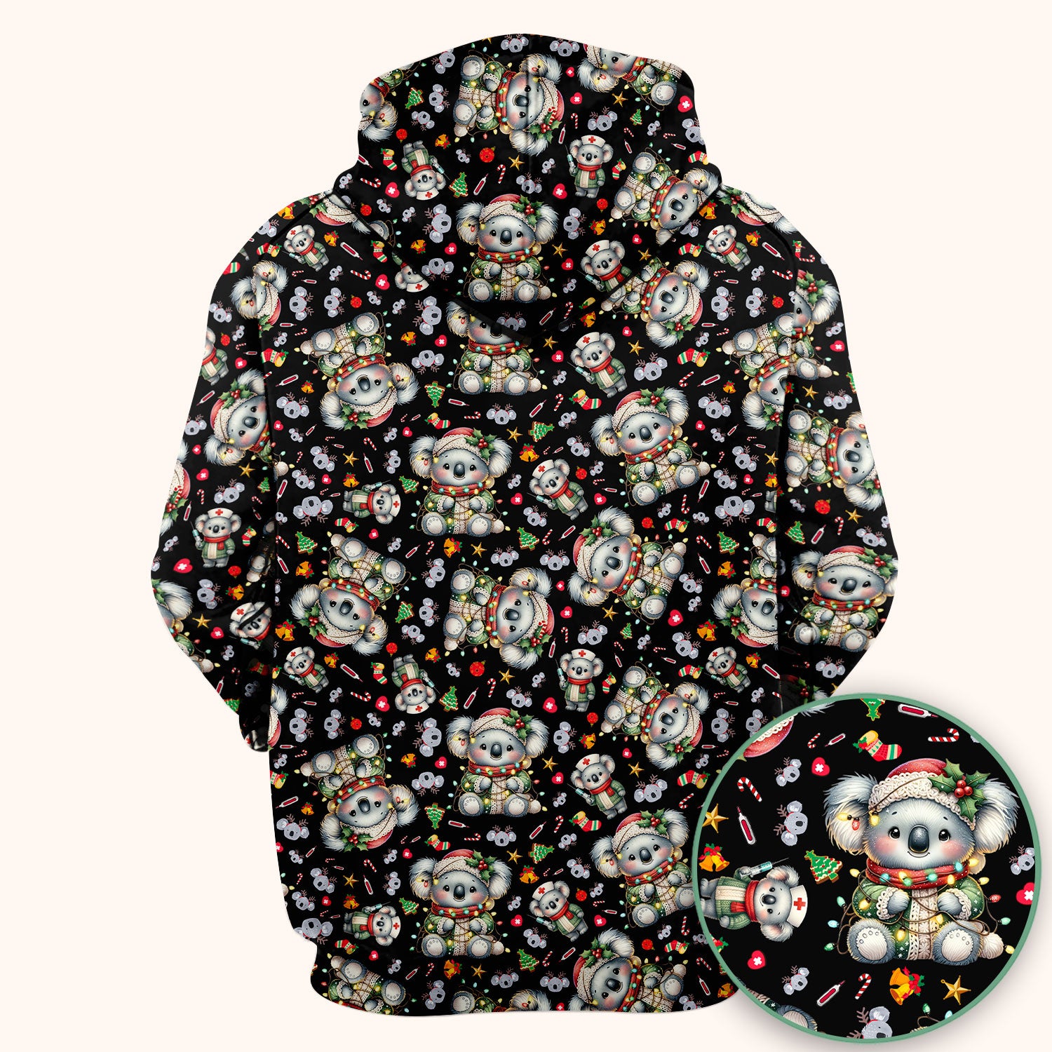 Christmas Koala Scrub Top - Cute Aussie Holiday Nurse Shirt for Women - Funny Animal Medical Uniform