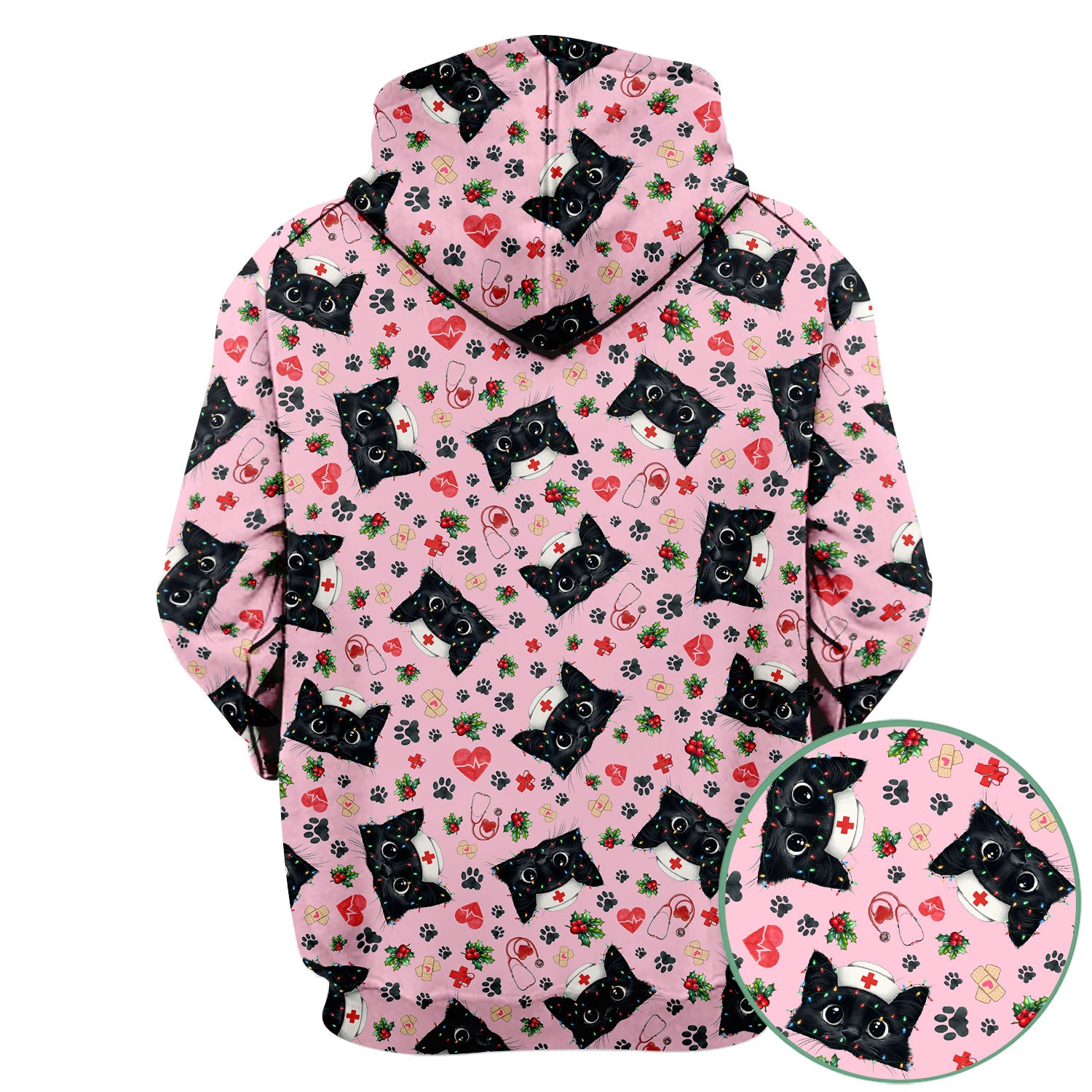 Black Cat Scrub Top for Nurse - Cute Kittens Christmas Medical Uniform - Funny Holiday Gift for Women