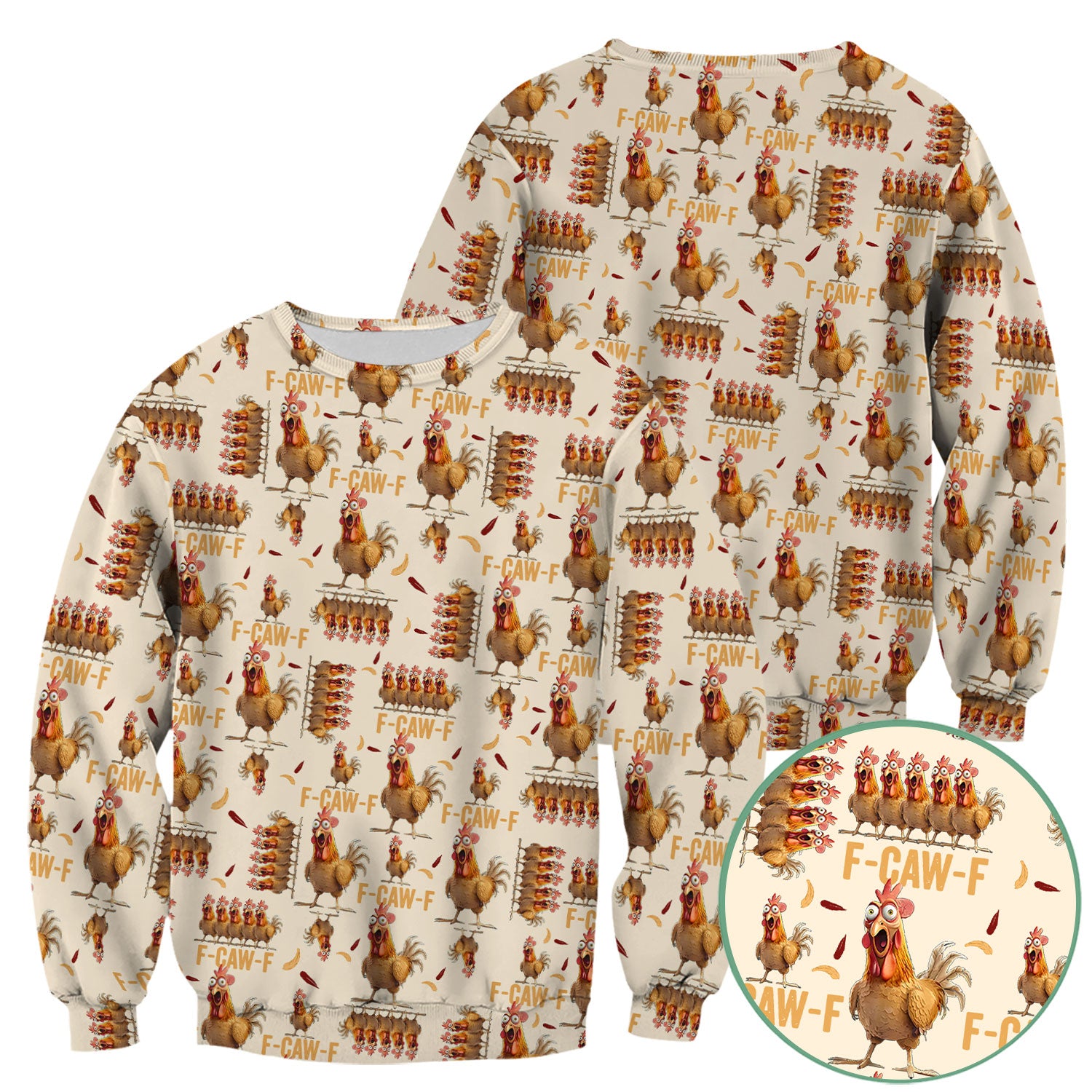 Funny Chicken Nurse Scrub Top for Women - Crazy Rooster F-CAW-F Medical Shirt - Quirky Farm Animal Nursing Uniform Gift RN LPN CNA