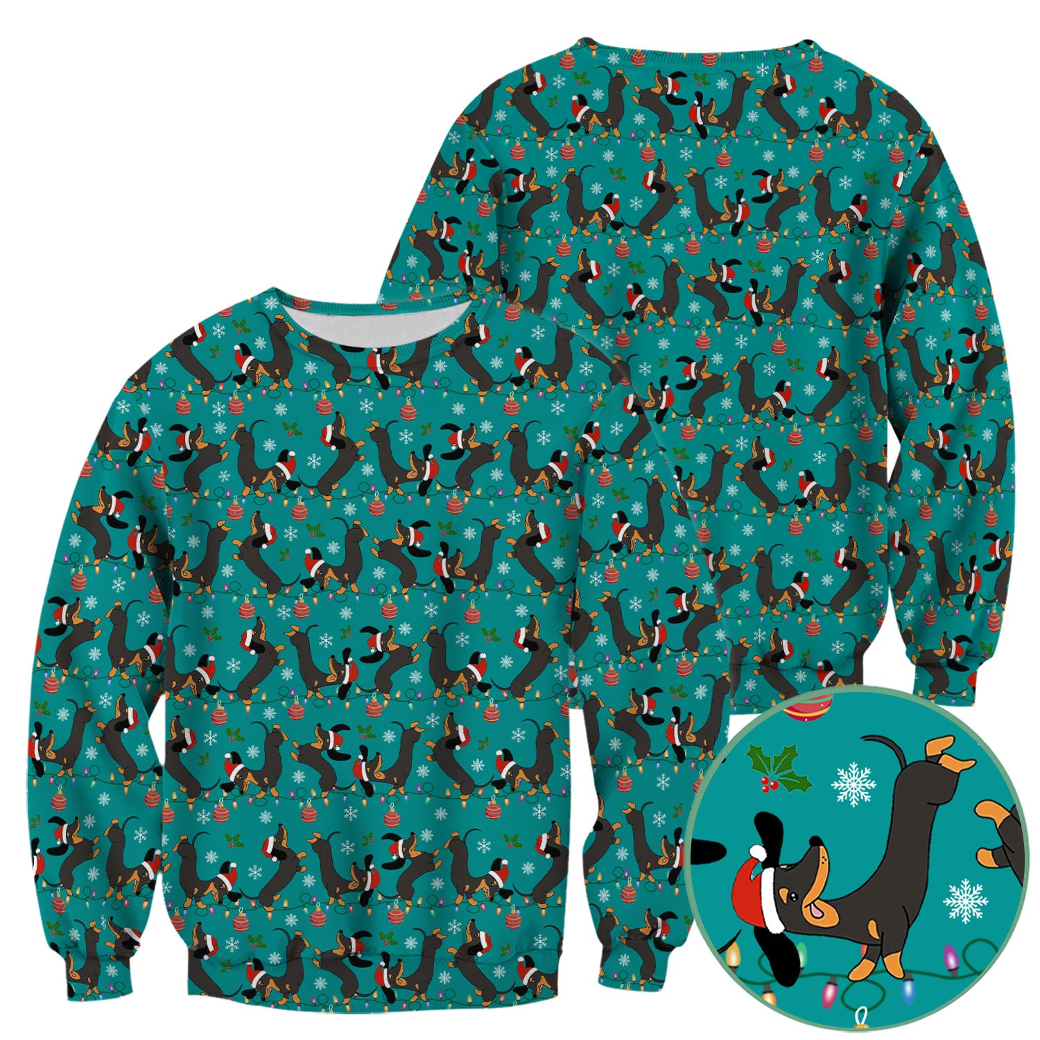 Festive Dachshund Christmas Scrub Top - Adorable Holiday Wiener Dog Nurse Shirt for Women - Cute Medical Uniform for RN CNA LPN