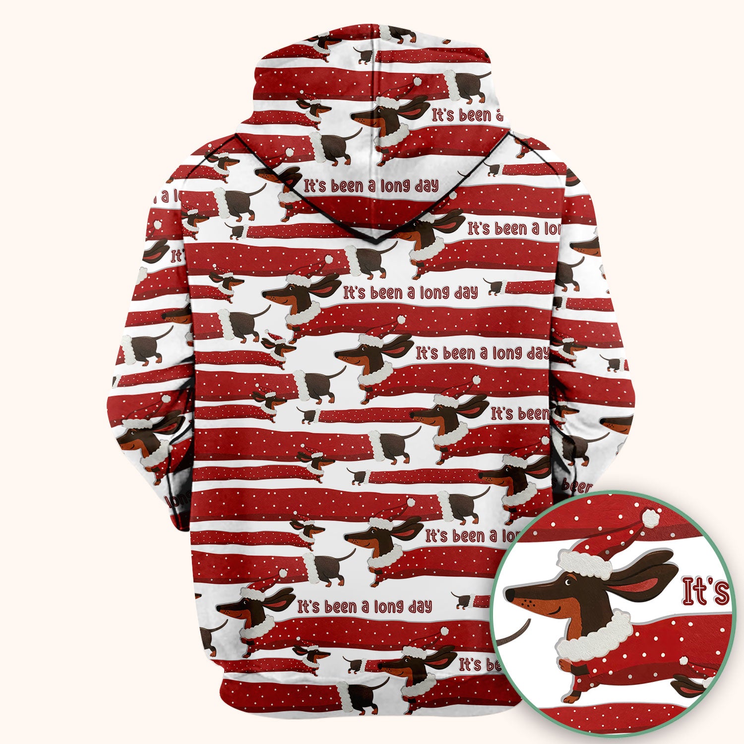 Funny Dachshund Christmas Scrub Top - It's Been a Long Day Shirt - Cute Wiener Dog Holiday Medical Uniform for Women