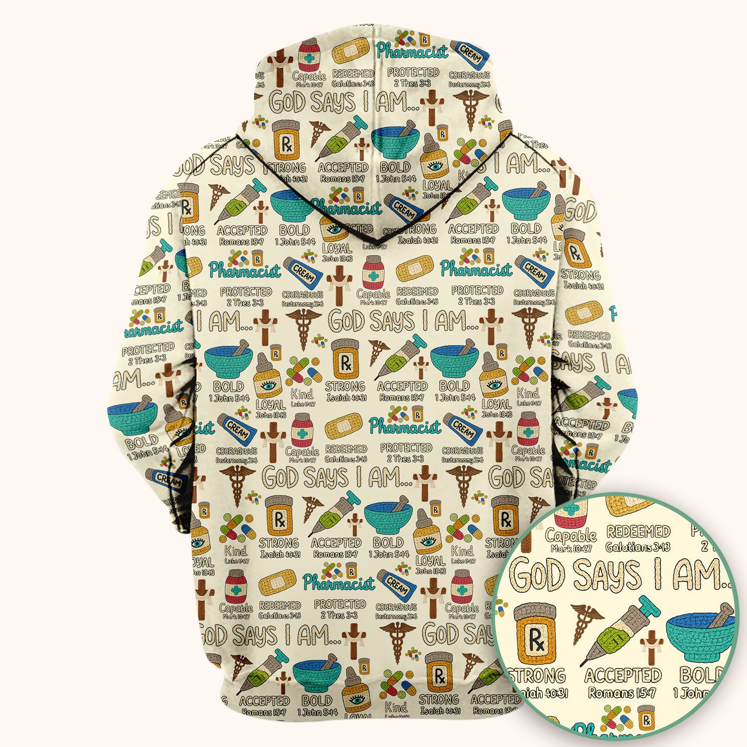 God Says I Am Pharmacist Scrub Top - Christian Pharmacy Scrubs for Women - Faith Inspired Medical Uniform - Bible Verse Nurse Shirt