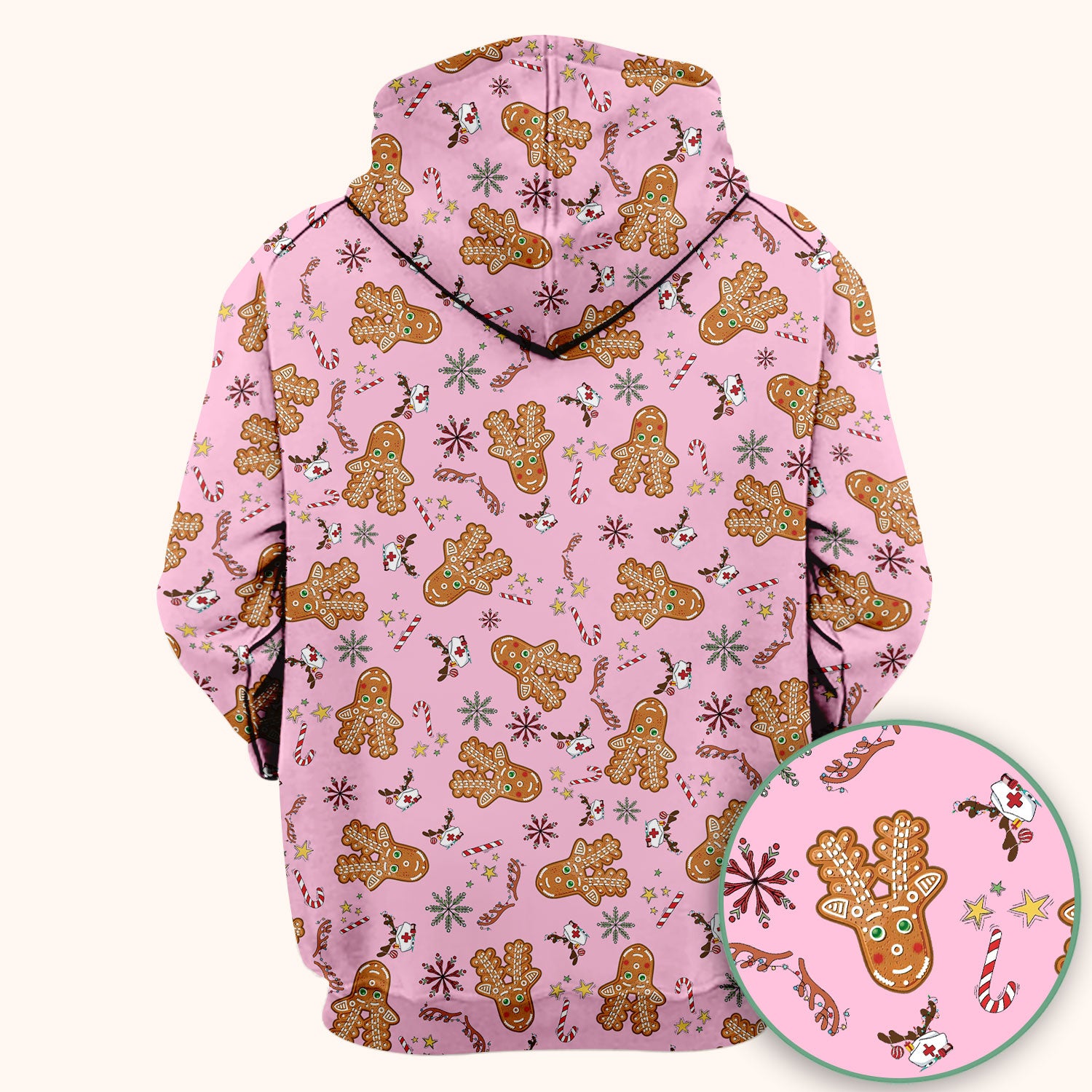 Gingerbread Cookies Reindeer Scrub Top - Funny Christmas Gingerbread Nursing Uniform - Comfortable Scrubs for Nurses
