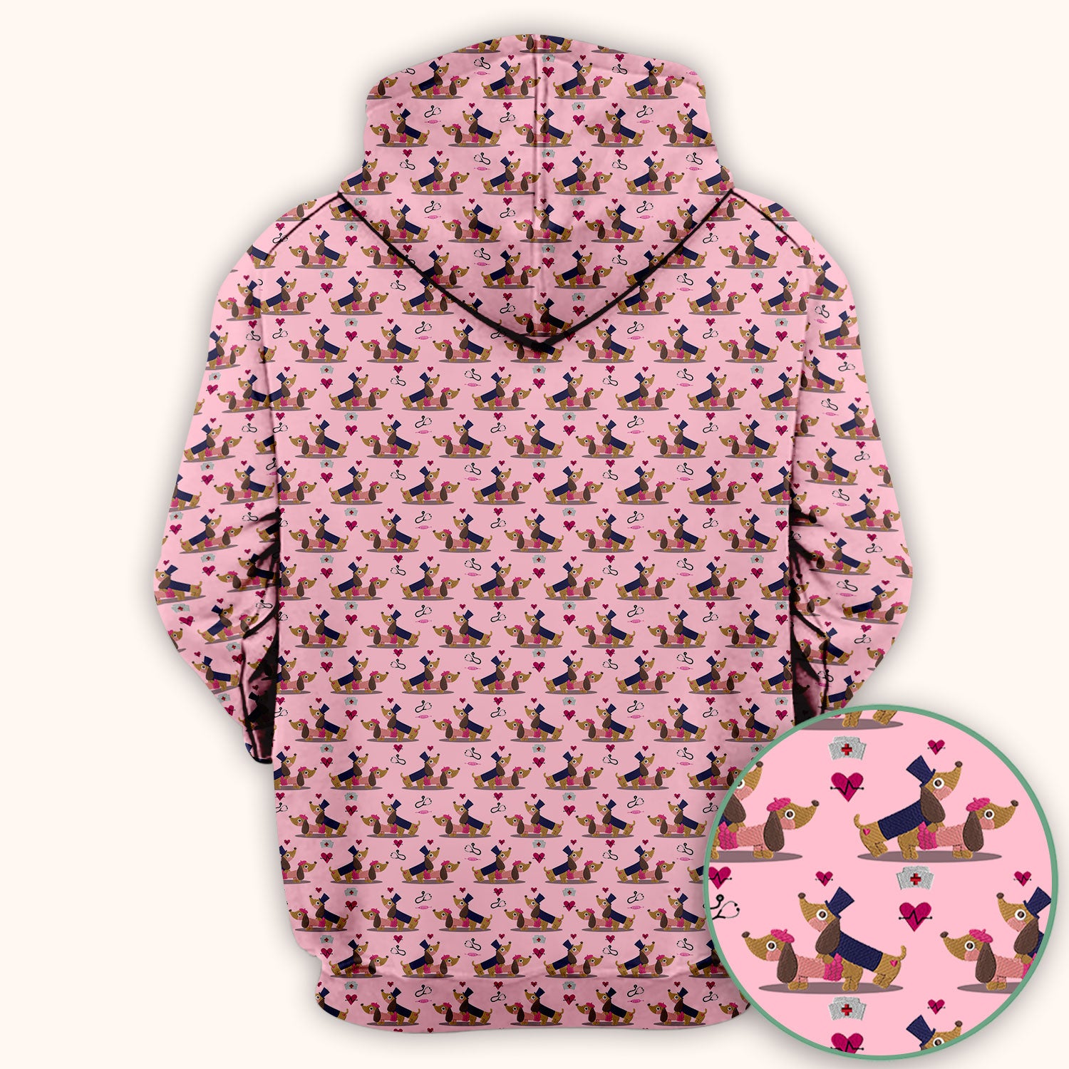 Cute Dachshund Valentine Nurse Scrub Top - Funny Gift for Women