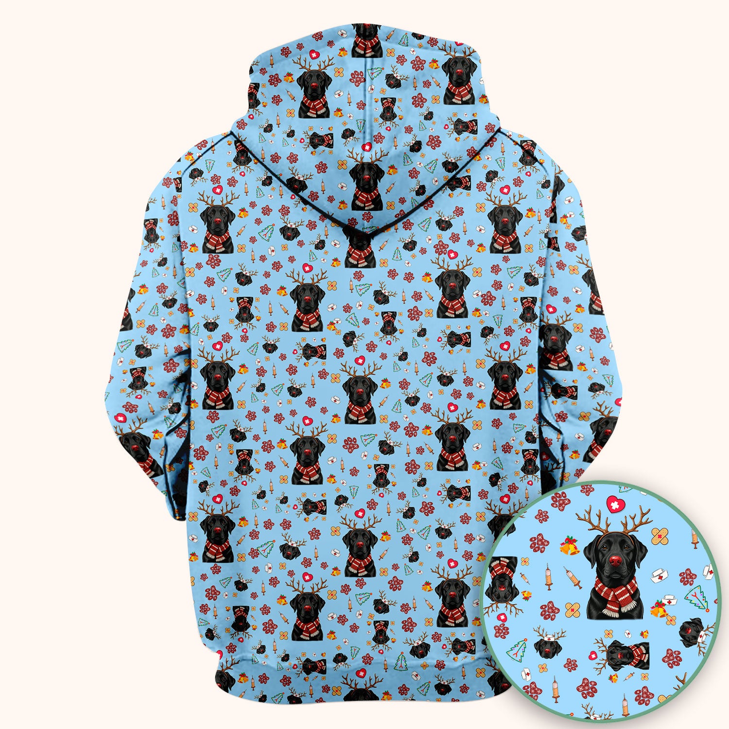 Black Lab Christmas Scrub Top - Funny Labrador Nurse Shirt - Cute Holiday Medical Uniform for Women RN LPN CNA Gift