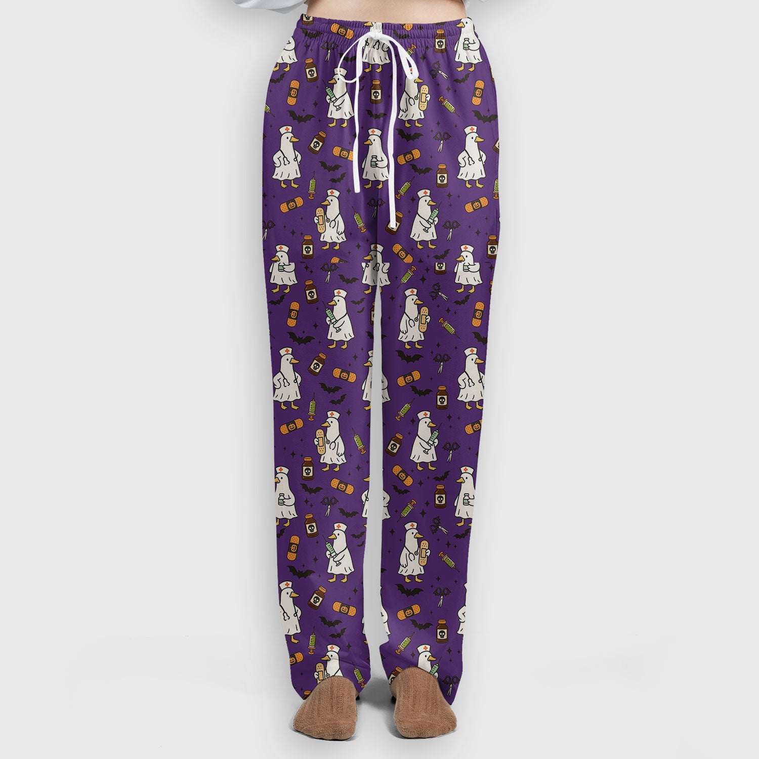 Goose Halloween Nurse Scrub Set - Quirky Duck Medical Pattern - Funny Spooky Nursing Outfit Gift for Women RN LPN CNA