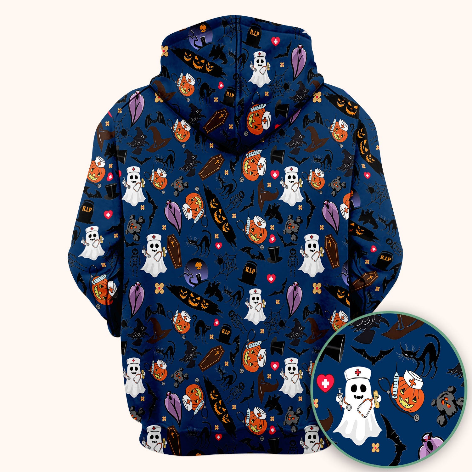 Spooky Halloween Scrub Top - Pumpkin Ghost Bat Nurse Shirt - Wicked Witch Medical Uniform for Women RN CNA LPN