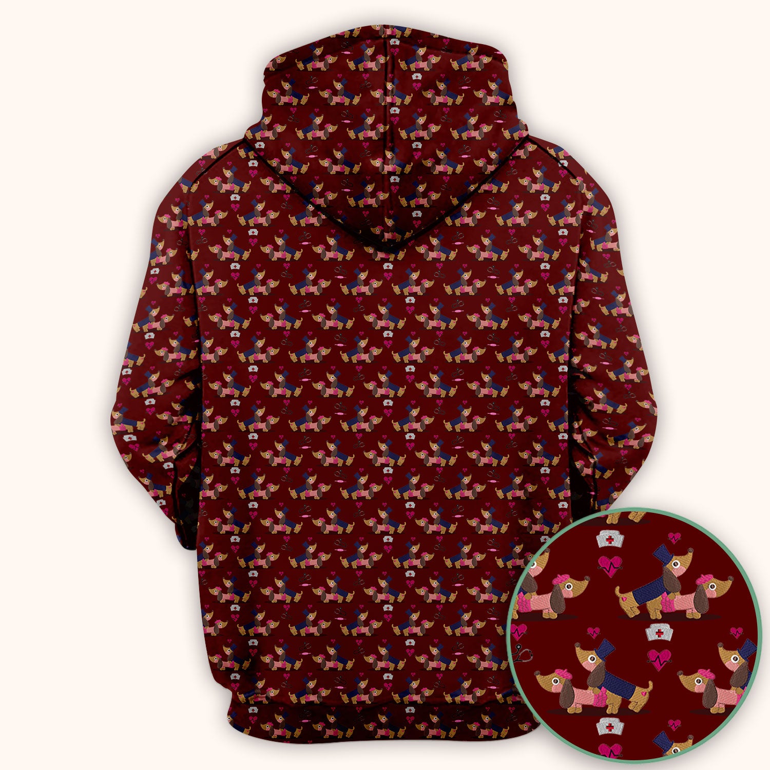 Funny Dachshund Couple Valentine Scrub Top - Nursing Gift for Women