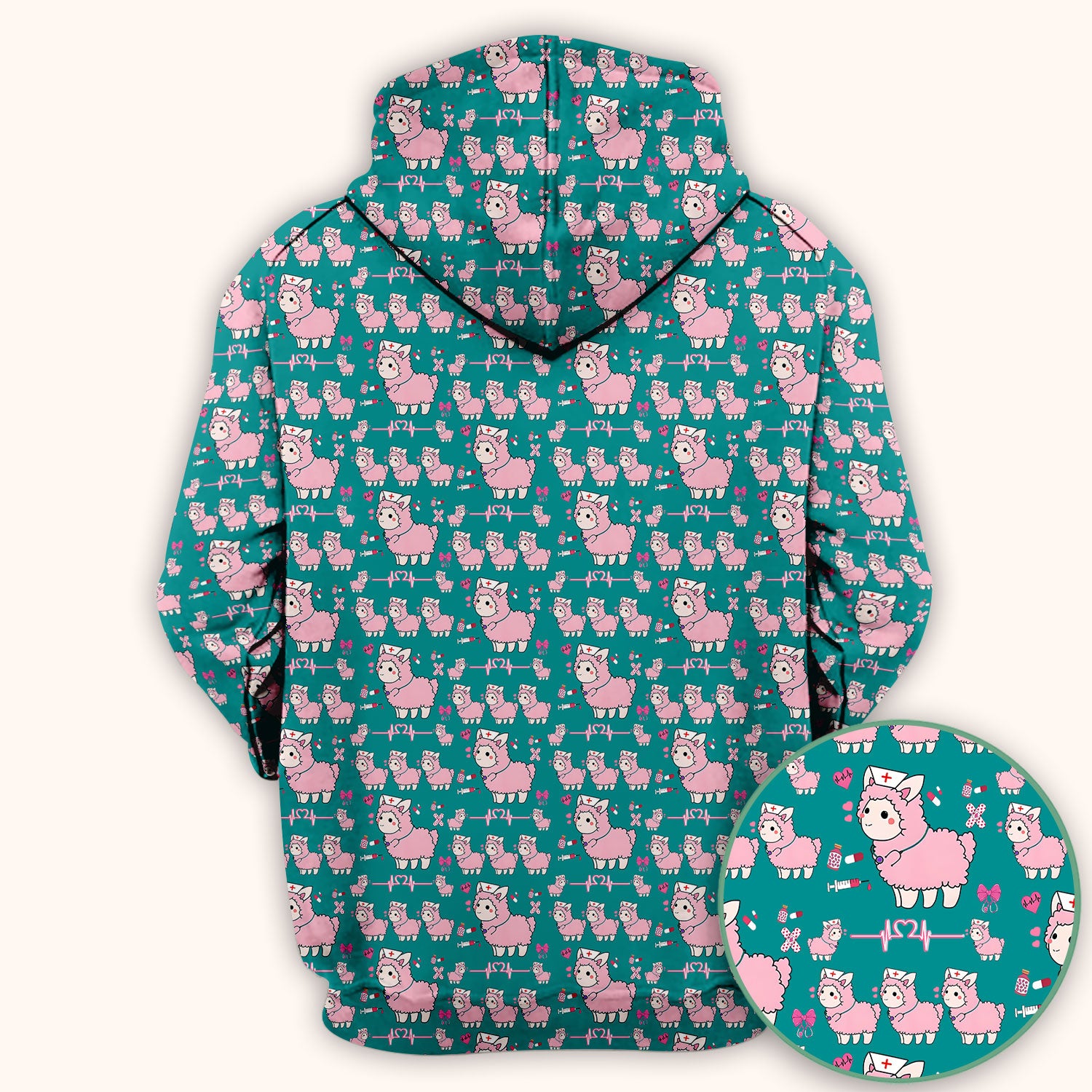 Llama Ain't Got Time For Your Drama Scrub Top, Funny Pattern Scrub Shirt, Breathable Fabrics Nursing Uniform