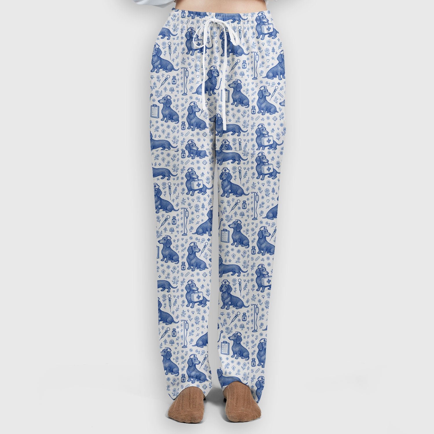 Vintage Dachshund Scrub Set - Artistic Dog Pattern Medical Scrubs - Cute Pet Lover Nurse Gift for Women