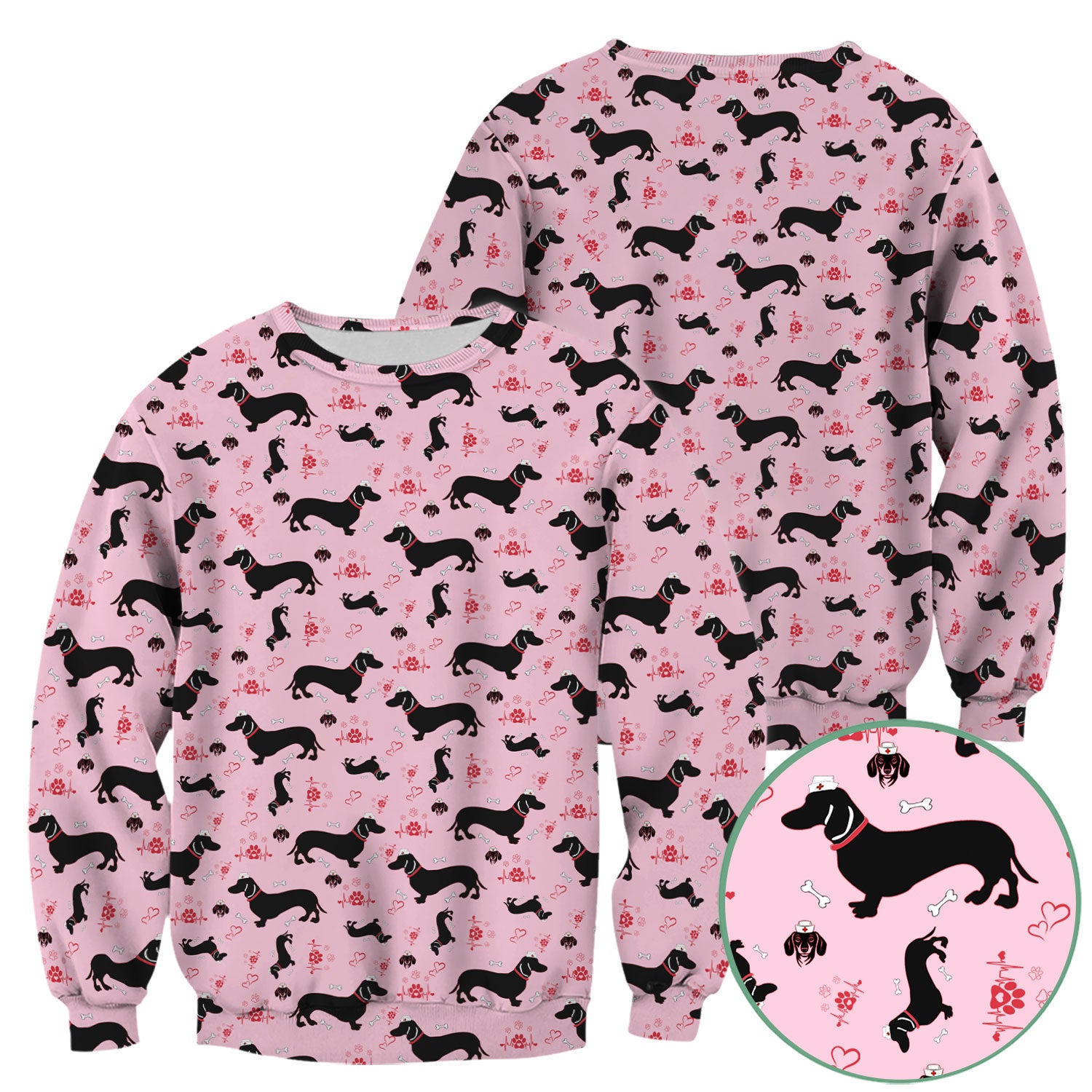 Dachshund Scrub Top - Cute Dog Print Scrubs for Women, Men Multi Color - Animal Scrub Shirt Gift for Nurse, CNA, RN, Doctor