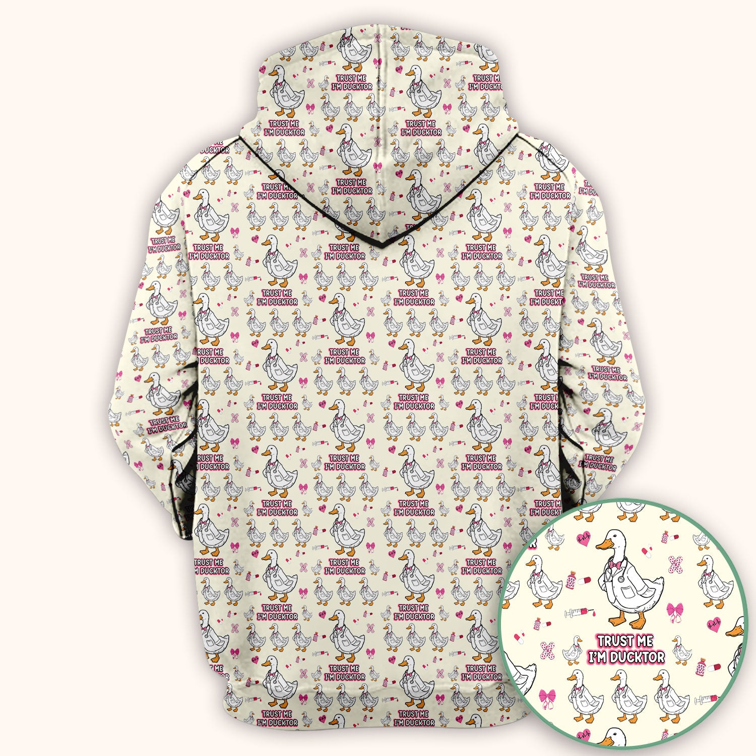 Trust Me I'm Ducktor Scrub Top, Funny Duck Pattern Scrub Shirt, Breathable Fabrics Nursing Uniform For Women