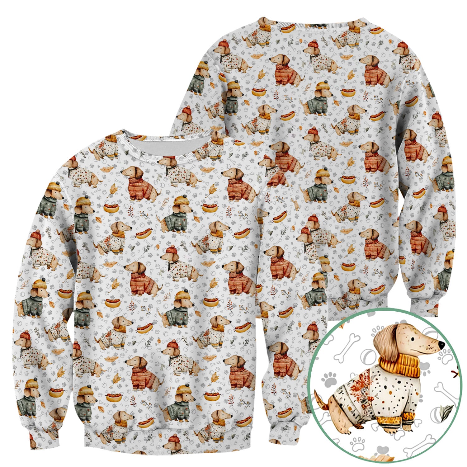 Fall Wiener Dog Nurse Scrub Top - Cozy Sausage Dog Autumn Medical Shirt for Women RN CNA LPN - Thanksgiving Gift