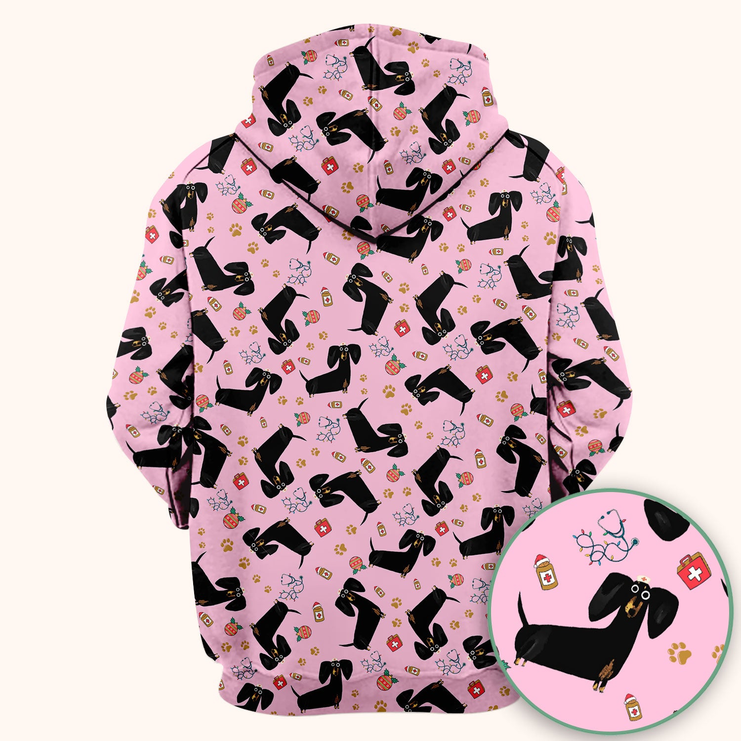 Funny Black Dachshund Scrub Top for Nurses - Cute Wiener Dog Medical Shirt - Puppy Lover Nursing Gift for Women