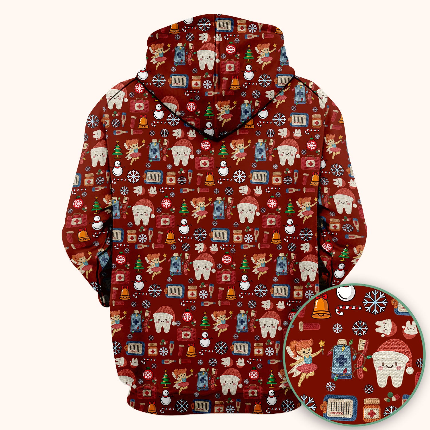 Christmas Dental Scrub Top - Cute Santa Tooth & Snowman Shirt - Festive Holiday Medical Uniform for Dentists, Hygienists & Nurses