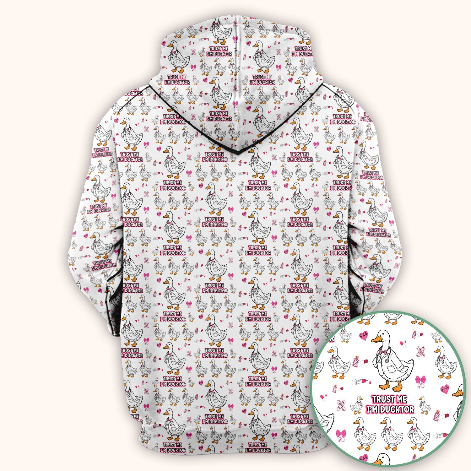 Trust Me I'm Ducktor Scrub Top, Funny Duck Pattern Scrub Shirt, Breathable Fabrics Nursing Uniform For Women