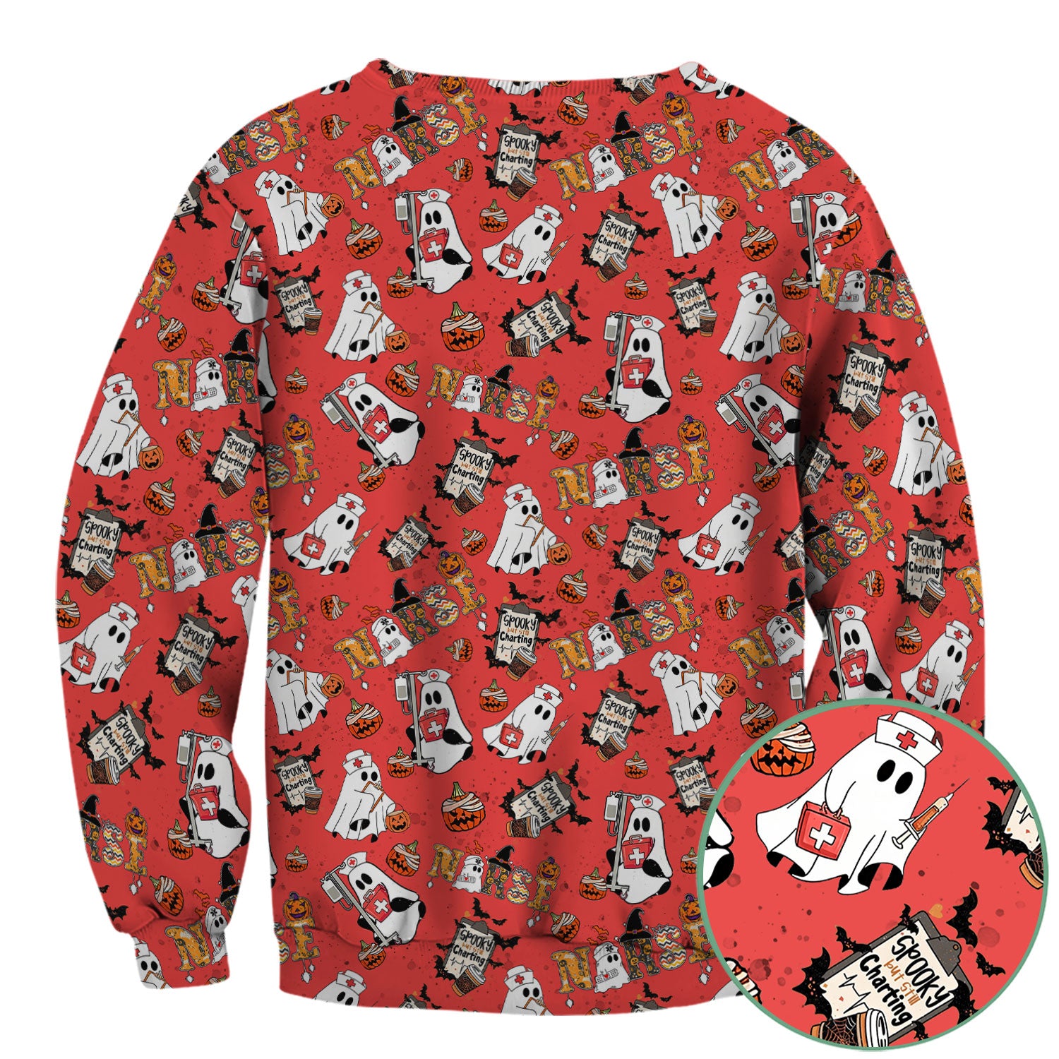 Halloween Scrub Top - Spooky But Still Charting - Funny Scrubs for Nurses - Horror Pumpkin Nursing Uniform