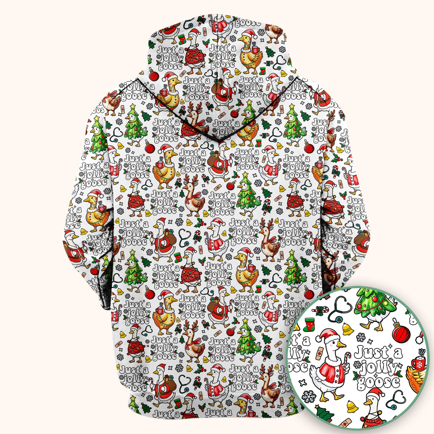 Just a Jolly Goose Funny Christmas Scrub Top - Holiday Medical Uniform for Nurse - Santa Goose Shirt Gift for Women