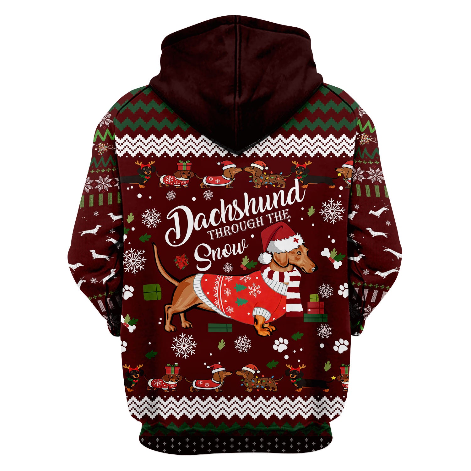 Dachshund Through the Snow - Funny Christmas Scrub Top - Wiener Dog Lover Gift - Holiday Medical Uniform