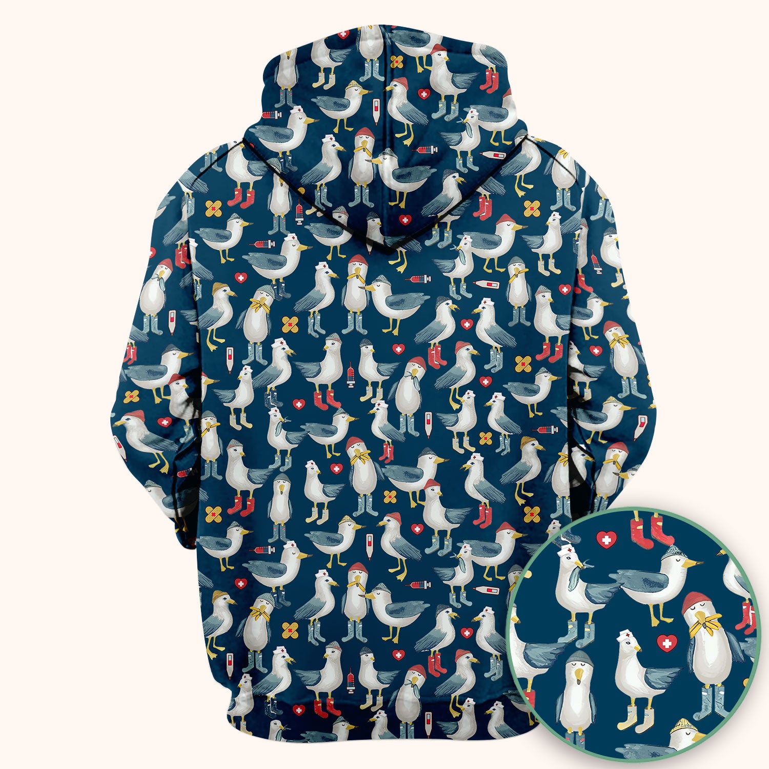 Funny Seagull Nurse Scrub Top - Cute Bird with Medical Icons - Comfortable Scrubs for Women