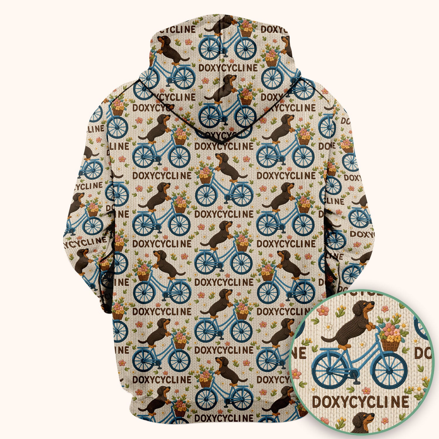 Doxycycline Pharmacy Pun Scrub Top - Dachshund on Bicycle Pharmacists Shirt - Veterinary Technicians Gift