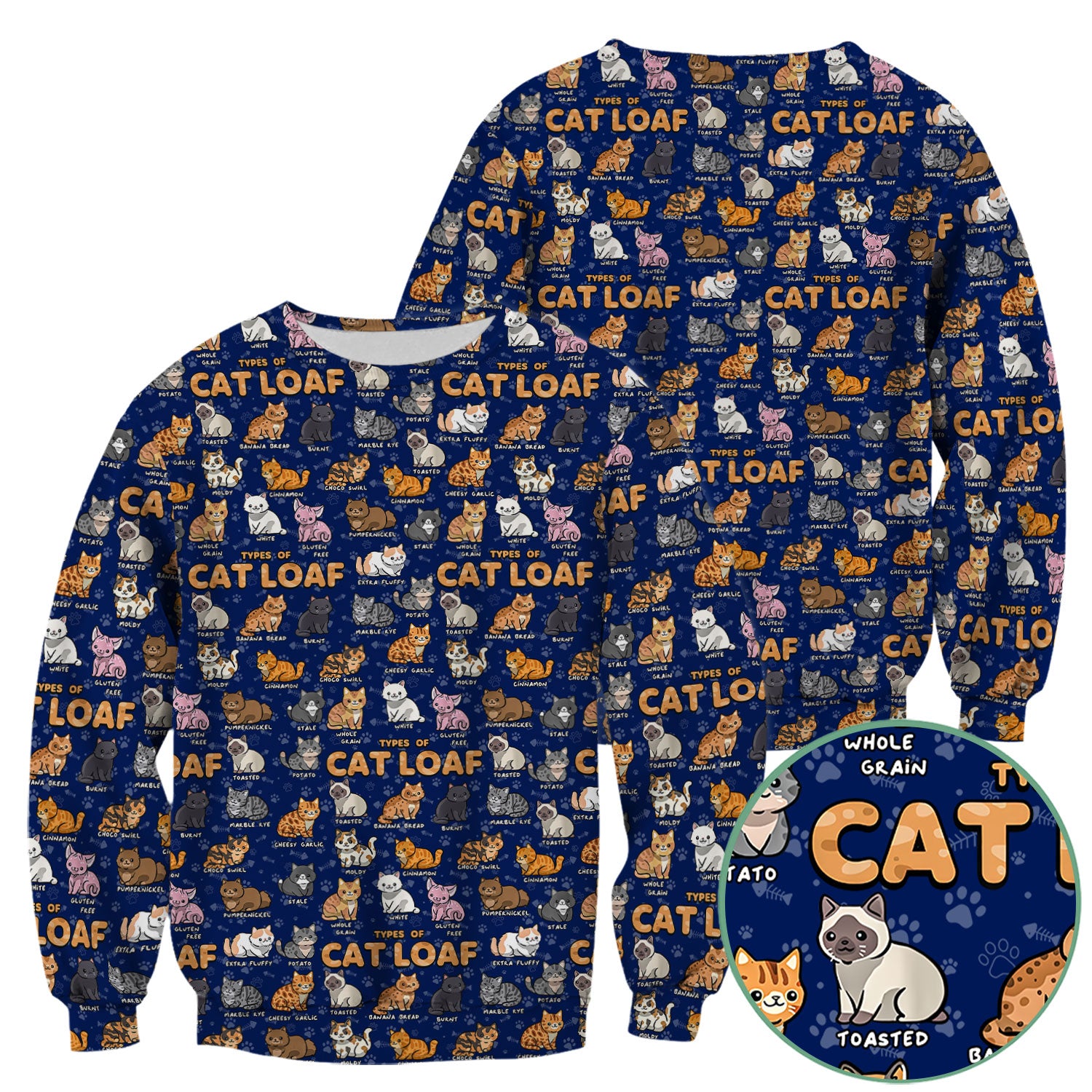 Funny Cat Loaf Nurse Scrub Top - Cute Cat Lover Medical Shirt for Women - Types of Cat Loaf RN LPN CNA Uniform Gift