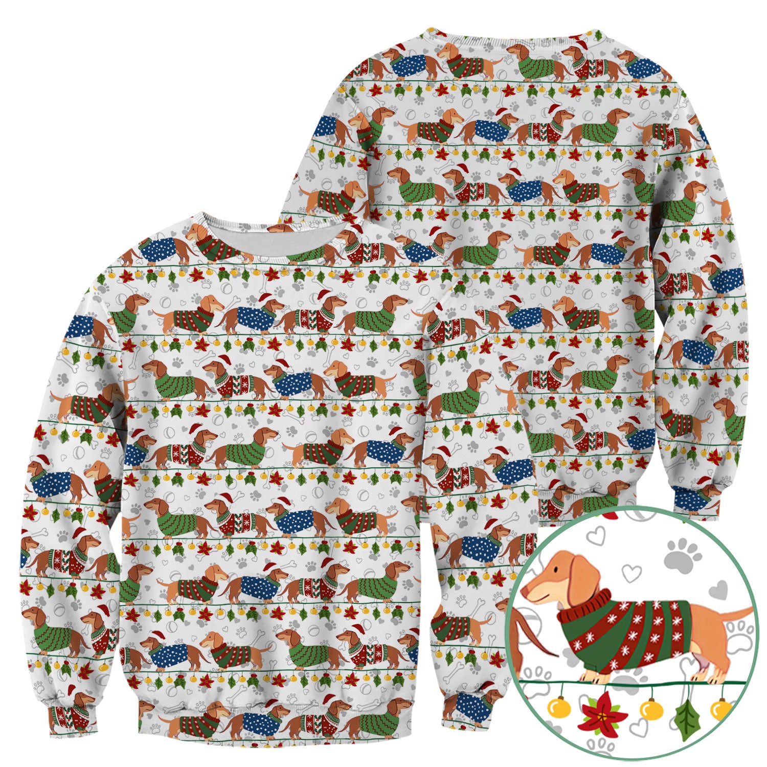 Holiday Wiener Dog Nurse Scrub Top - Festive Sausage Dog Christmas Medical Shirt for RN CNA LPN Women