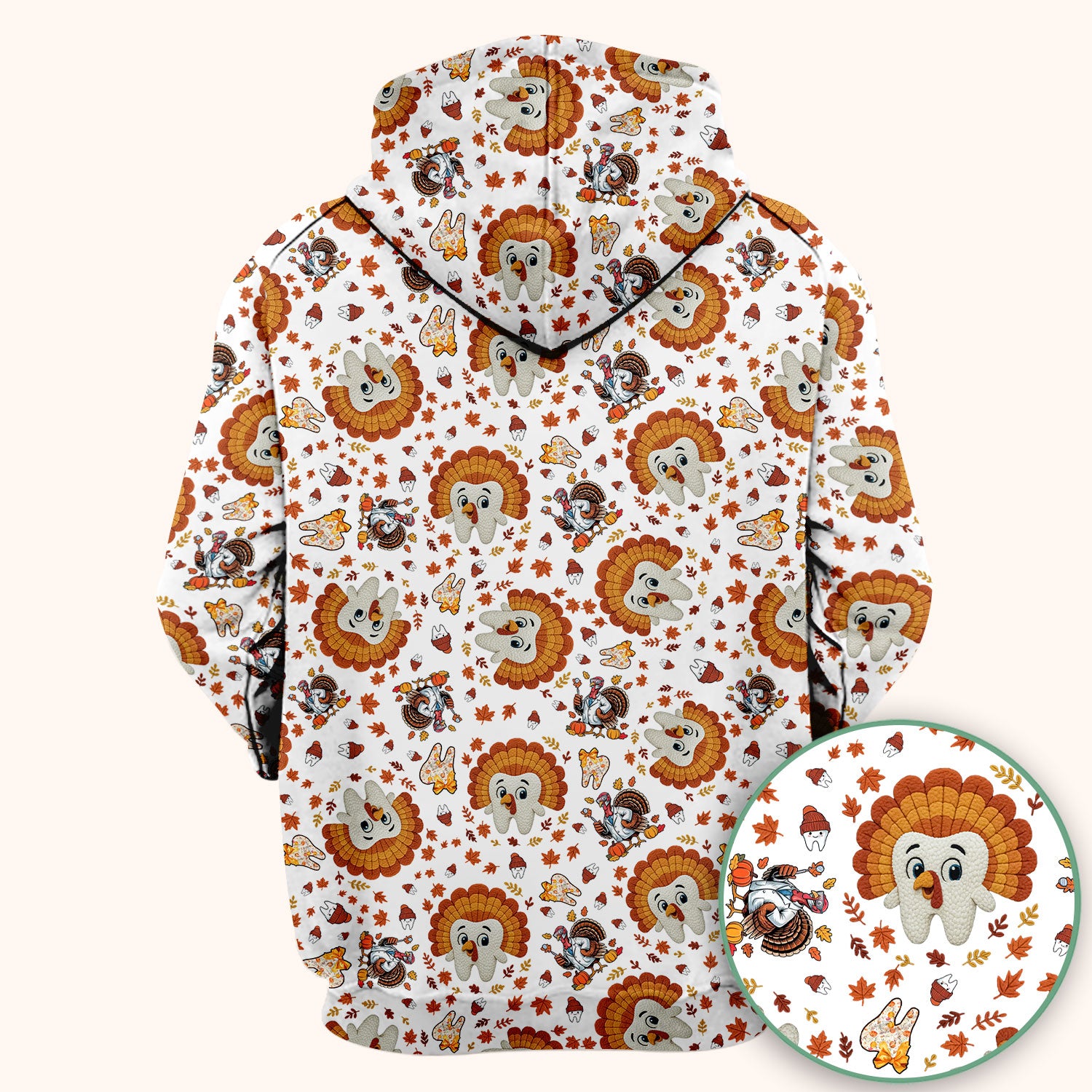 Funny Thanksgiving Tooth Scrub Top - Cute Turkey Dental Nurse Shirt - Fall Medical Uniform for Hygienists & Nurses