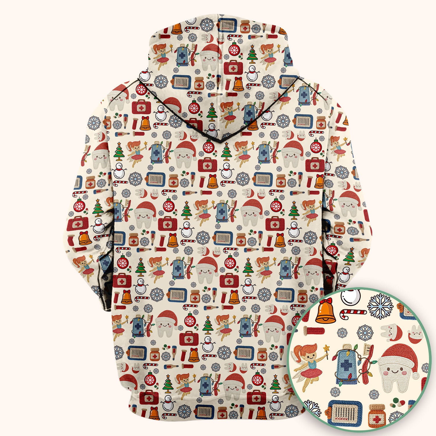 Christmas Dental Scrub Top - Cute Santa Tooth & Snowman Shirt - Festive Holiday Medical Uniform for Dentists, Hygienists & Nurses
