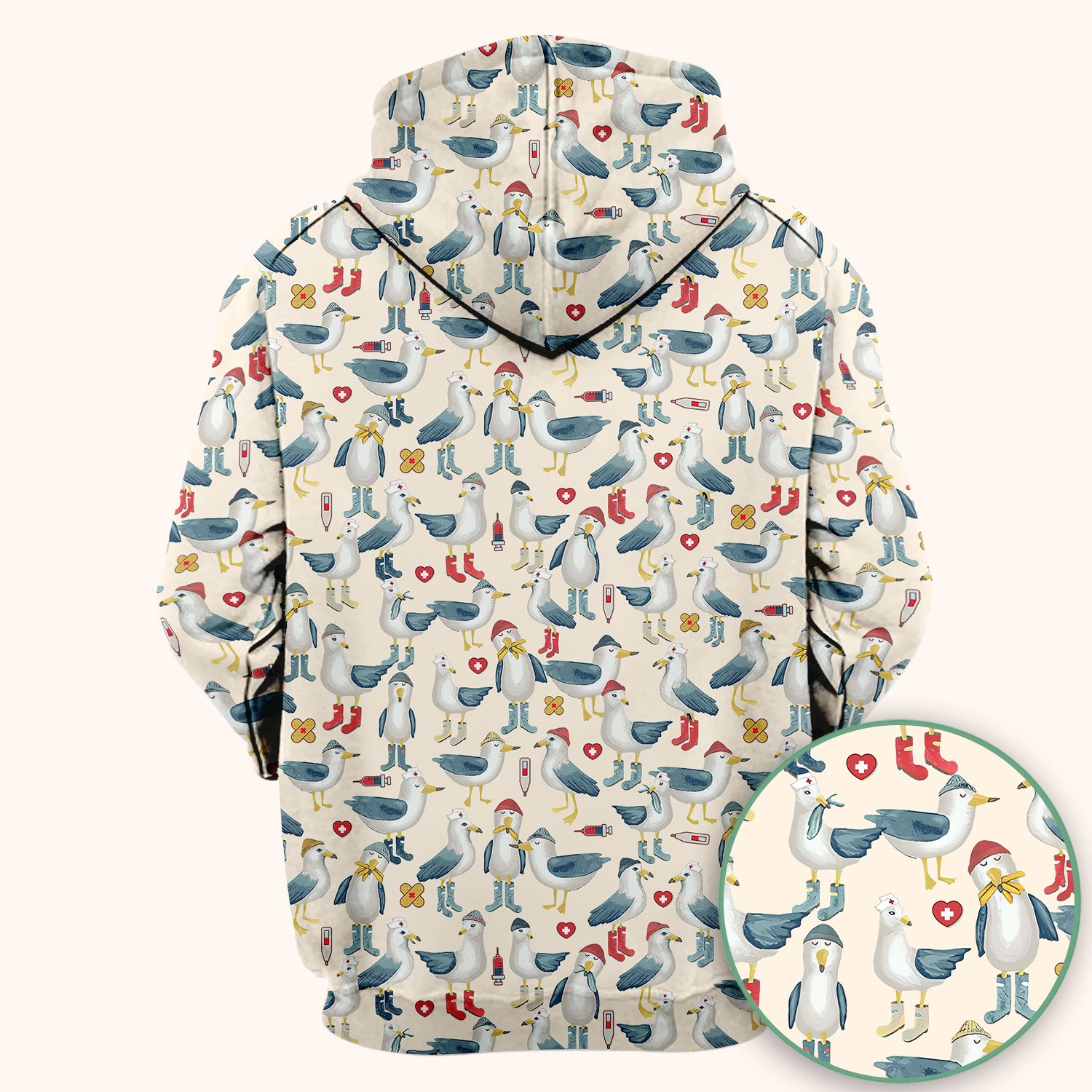 Seagull Scrub Top for Nurses - Adorable Birds Medical Uniform - Funny Shirt for RN CNA LPN